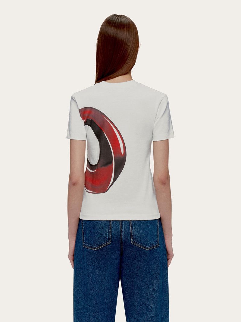 Salvatore Ferragamo o1s1rm0126 Printed T-Shirt in White Size S / US 4 / IT 40 - 3 Thumbnail