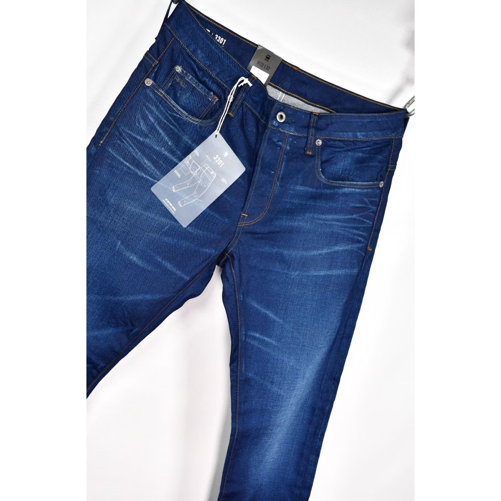 G-Star G-Star 3301 Slim Itano Stretch Denim Medium Aged W33 L32 Jeans Men Slim Regular Blue 99% Cotton 1% Elastane XS? Size US 33 - 5 Thumbnail
