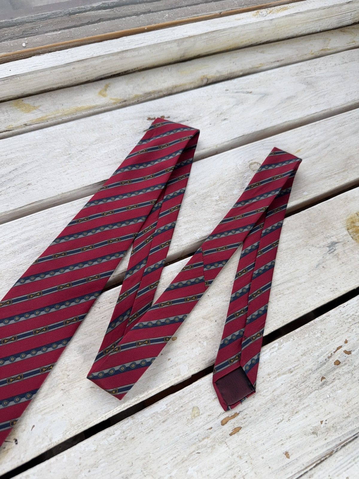Designer × Lanvin Lanvin Paris Tie Red Silk Geometric Pattern Made in France Size ONE SIZE - 3 Thumbnail