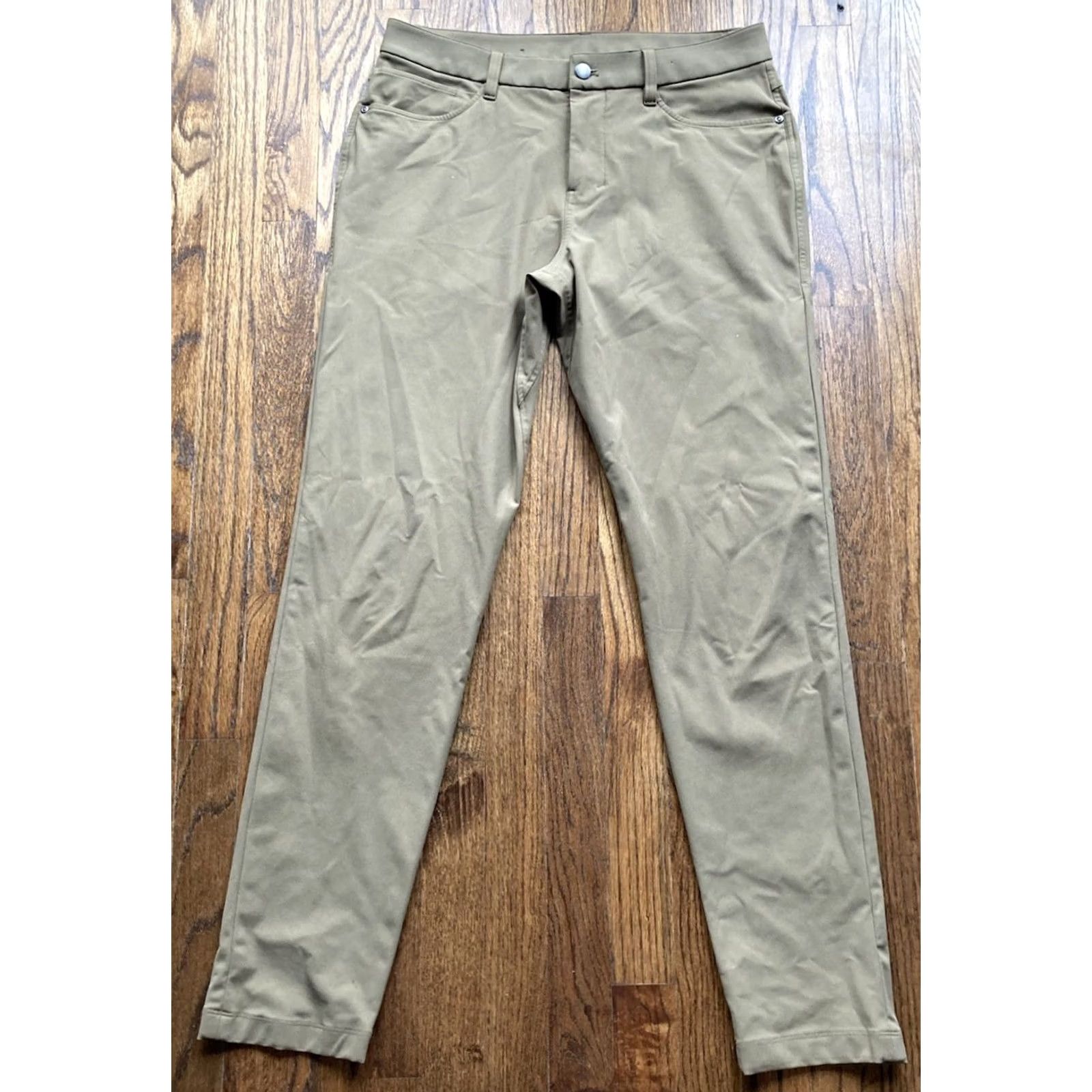 Lululemon Lululemon ABC Slim Fit 5-Pocket Pants Mens 31x31 Beige Chino Straight 5-Pocket Logo Zipper Flat Front Classic Regular Size US 31 - 2 Thumbnail