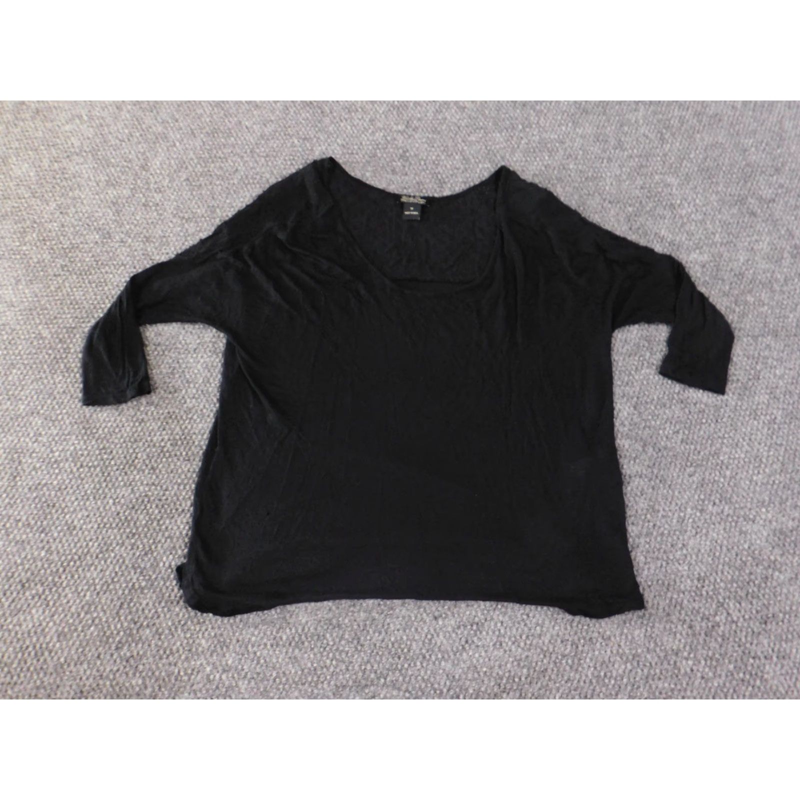 Lucky Brand Lucky Brand Blouse Womens M Black Crew Neck Long Sleeve Rayon Casual Modern Basic Stretch Lightweight Vintage: No hole Size M / US 6-8 / IT 42-44 - 2 Thumbnail