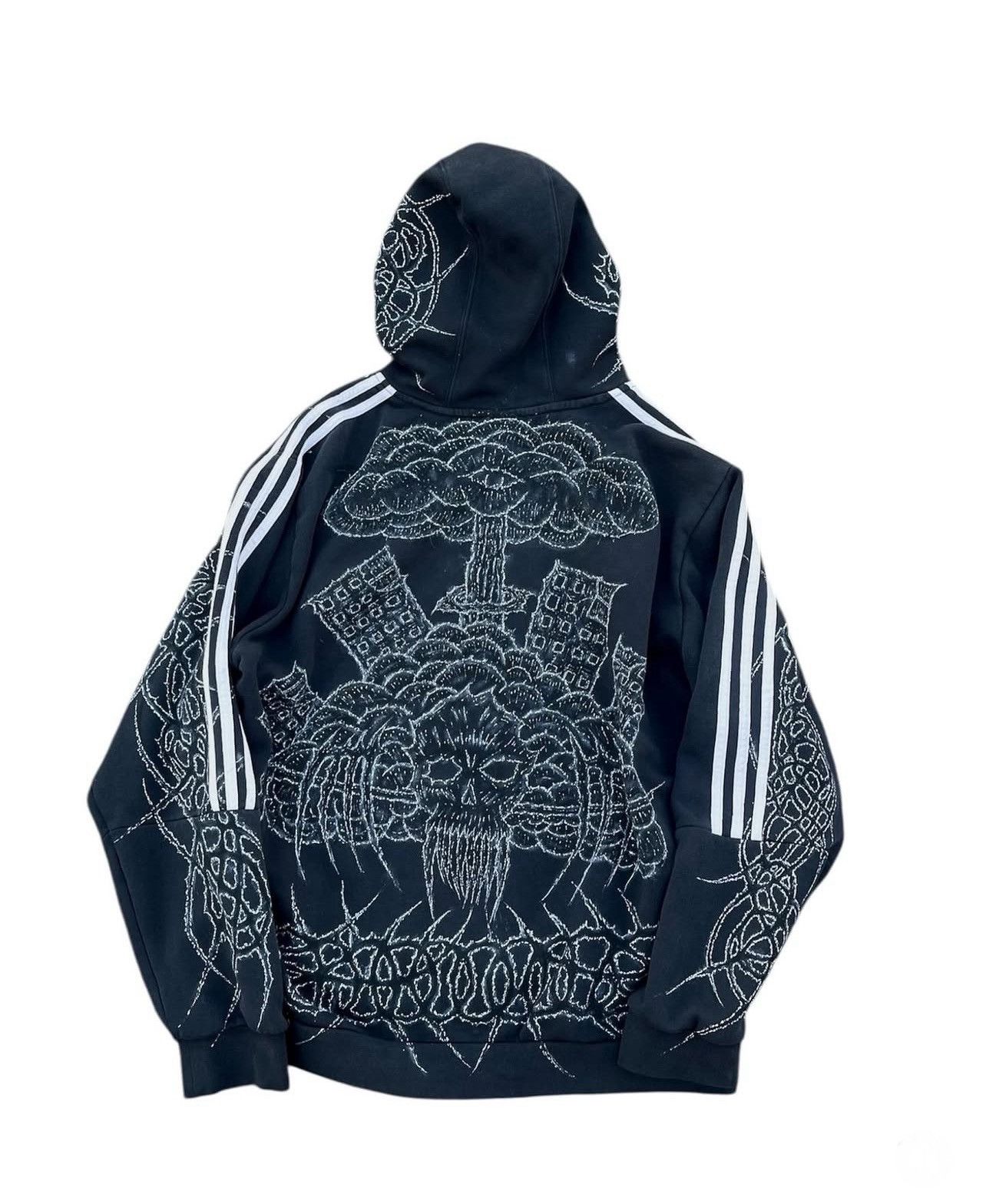 Adidas × Diesel Custom Adidas Tribal Skull y2k punk rave alt hoodie Size US L / EU 52-54 / 3 - 2 Thumbnail