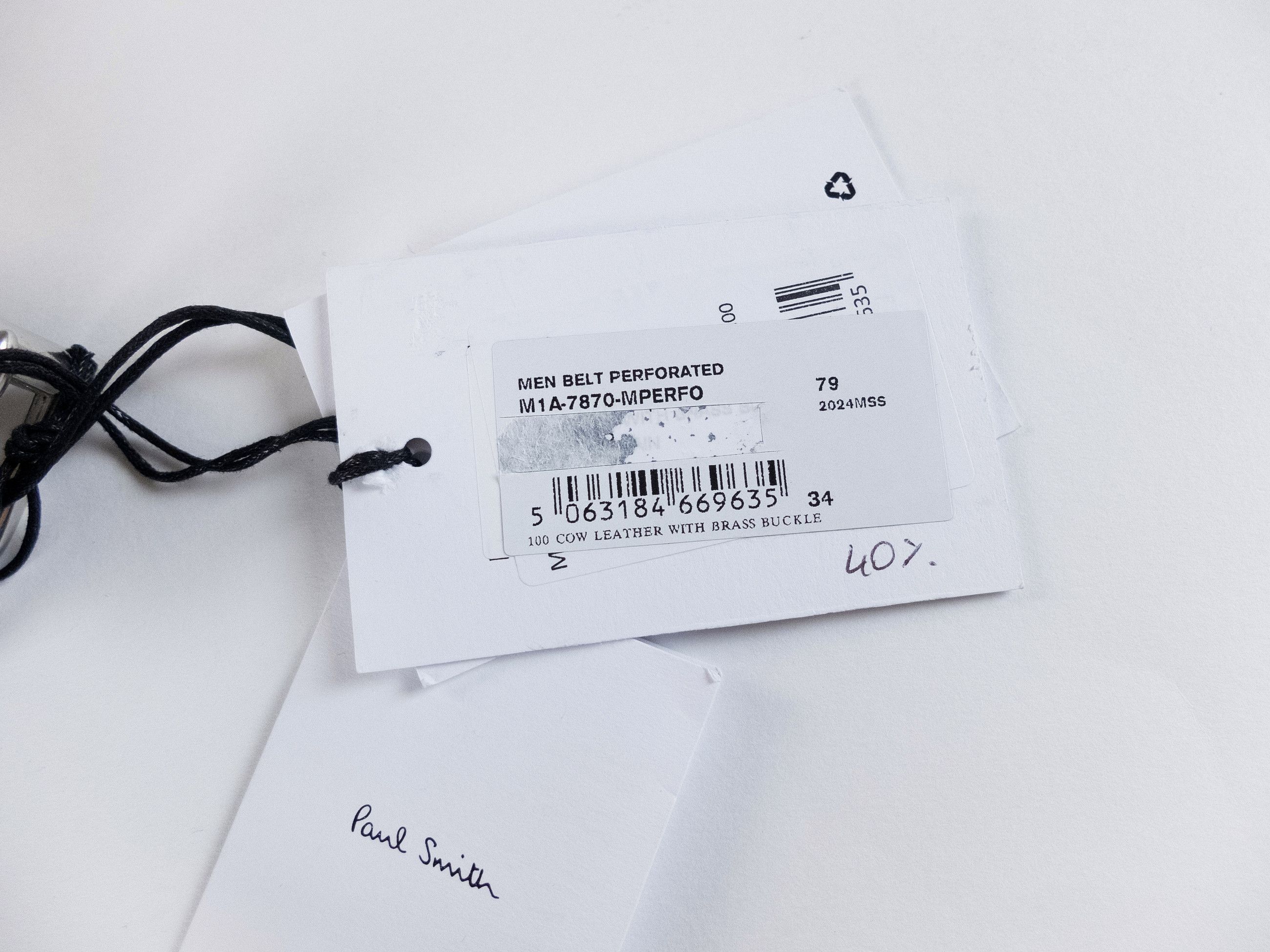 Paul Smith PAUL SMITH black perforated leather belt Size 90 / 34 Size 34 - 4 Thumbnail