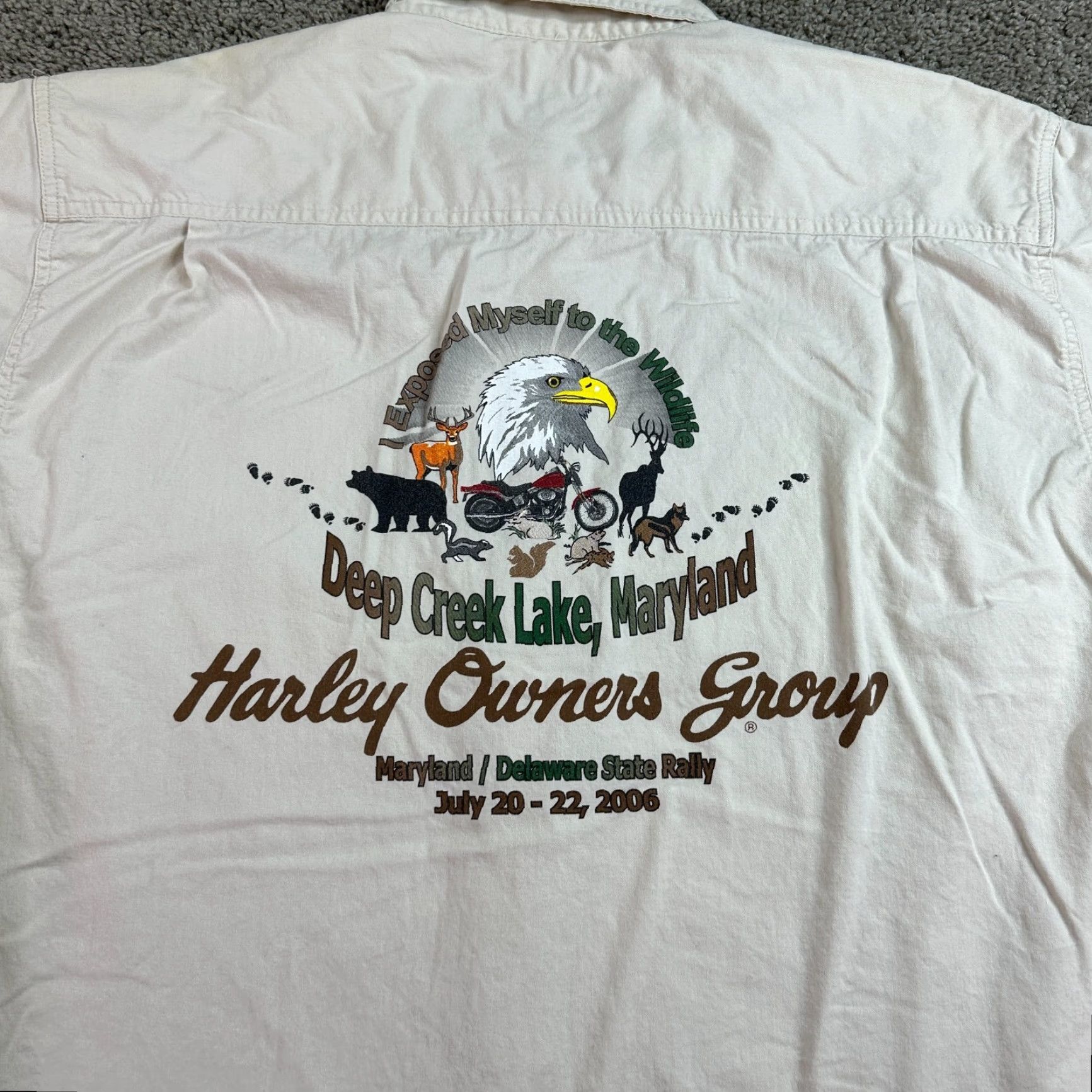 Vintage VINTAGE Harley Owners Group HOG Shirt Mens XL Beige Deep Creek Rally Button Up Size US XL / EU 56 / 4 - 3 Thumbnail