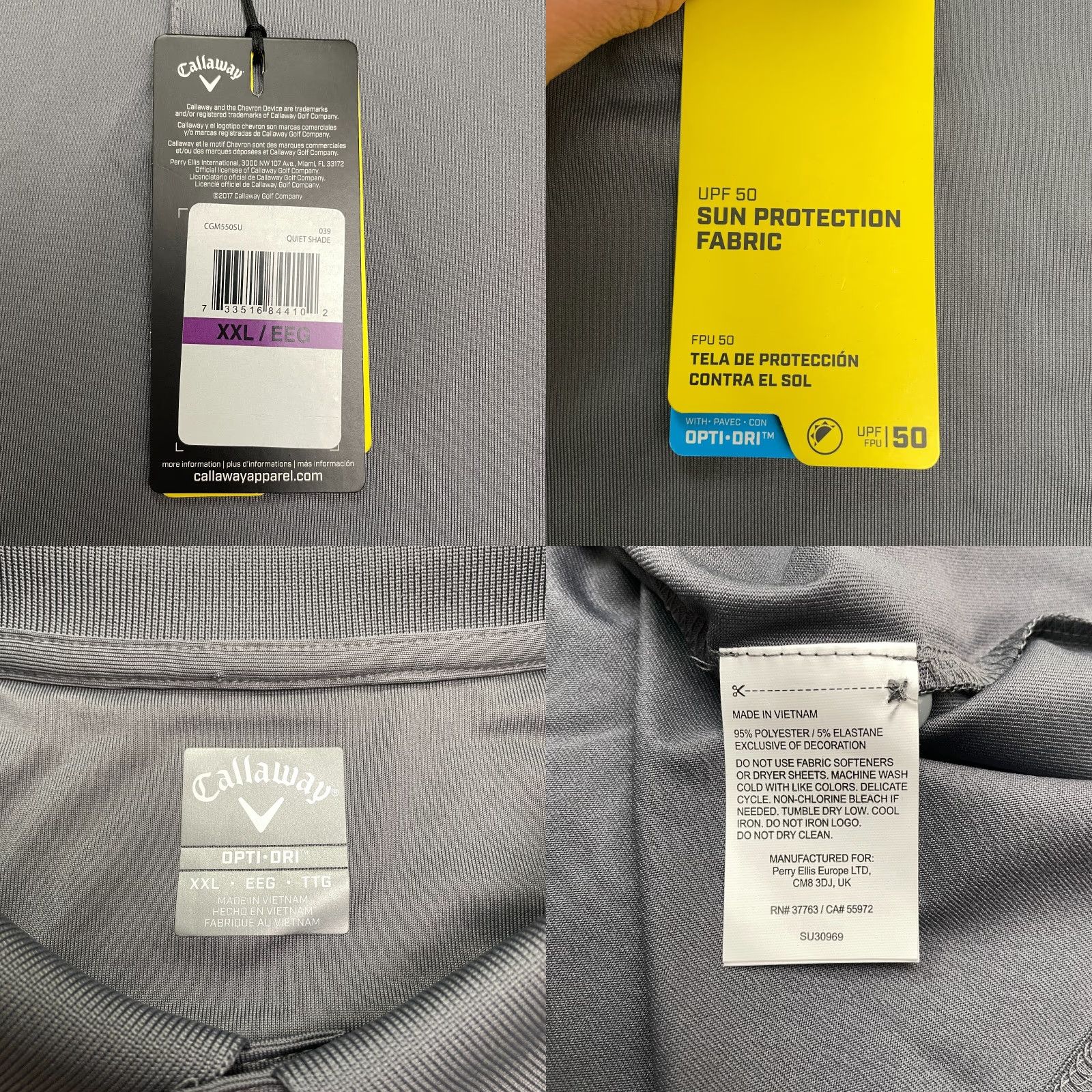 Callaway Callaway Opti Dry Polo Mens XXL Dark Gray UPF 50 Sun Protection Golf NWT Size US XXL / EU 58 / 5 - 8 Thumbnail