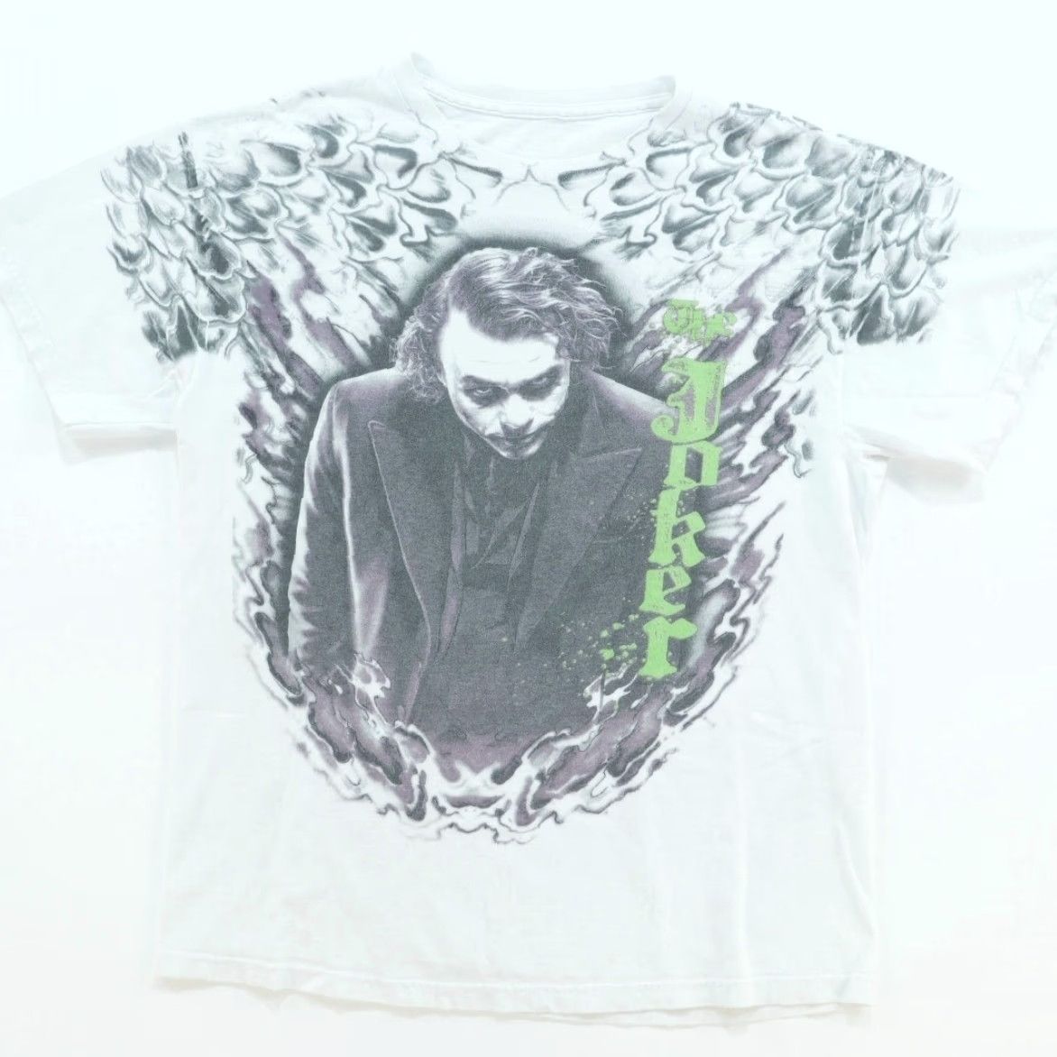 Vintage Heath Ledger Joker The Dark Knight Solid T-Shirt White Men's M Shirt Size US M / EU 48-50 / 2 - 2 Thumbnail