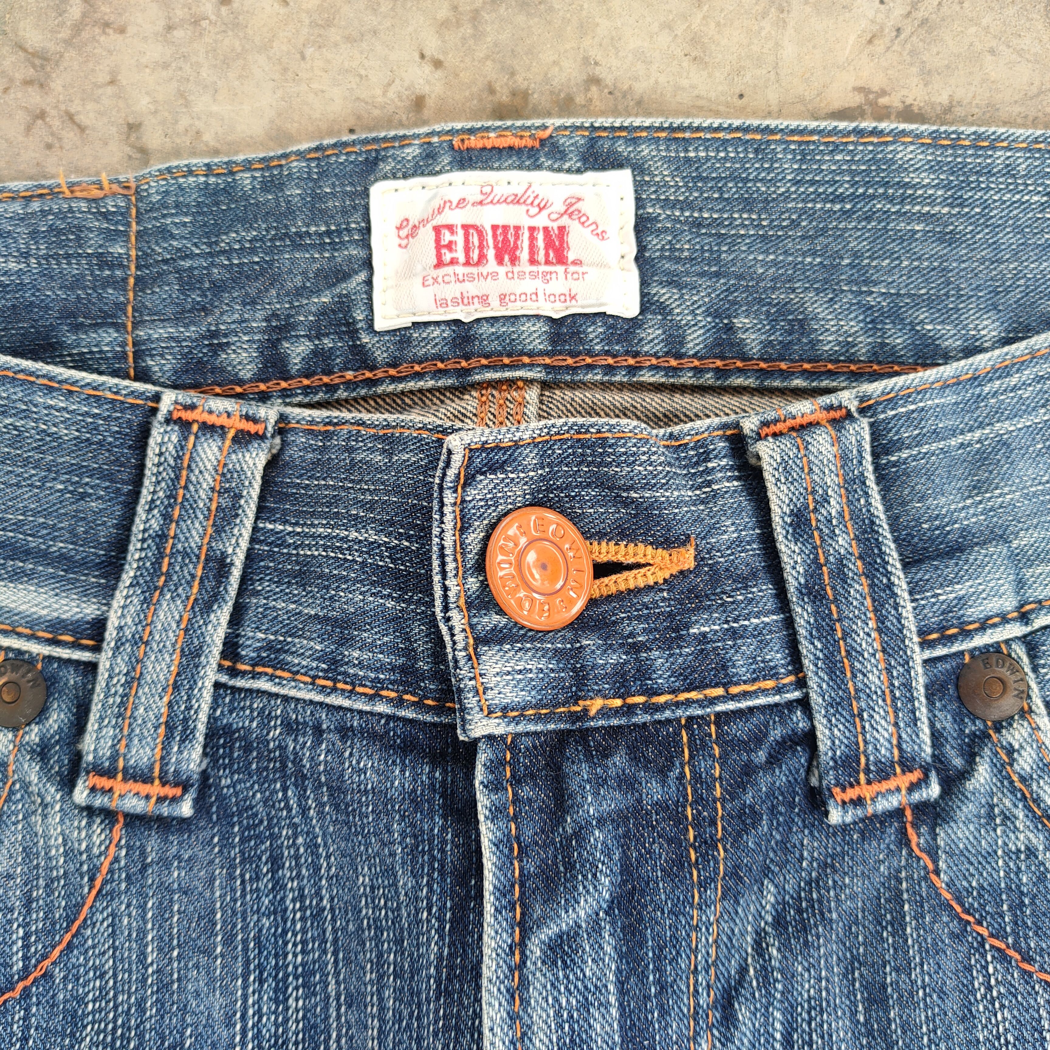 Edwin × Jean × Vintage VINTAGE EDWIN 403 XV FADED RIPPED JEANS DENIM PANTS Size US 33 - 4 Thumbnail
