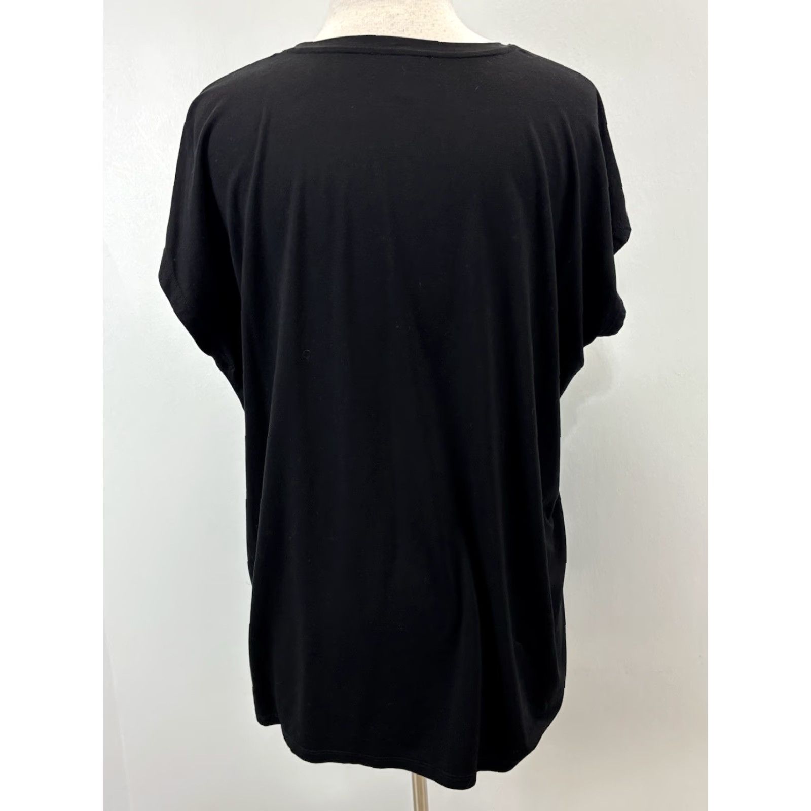Eileen Fisher VINTAGE Eileen Fisher T-Shirt Tunic Womens Large Black Tencel Blend Minimal Capsule Basic Dolman Sleeve Round Neck Pullover Short Sleeve Casual Womens Size L / US 10 / IT 46 - 3 Thumbnail