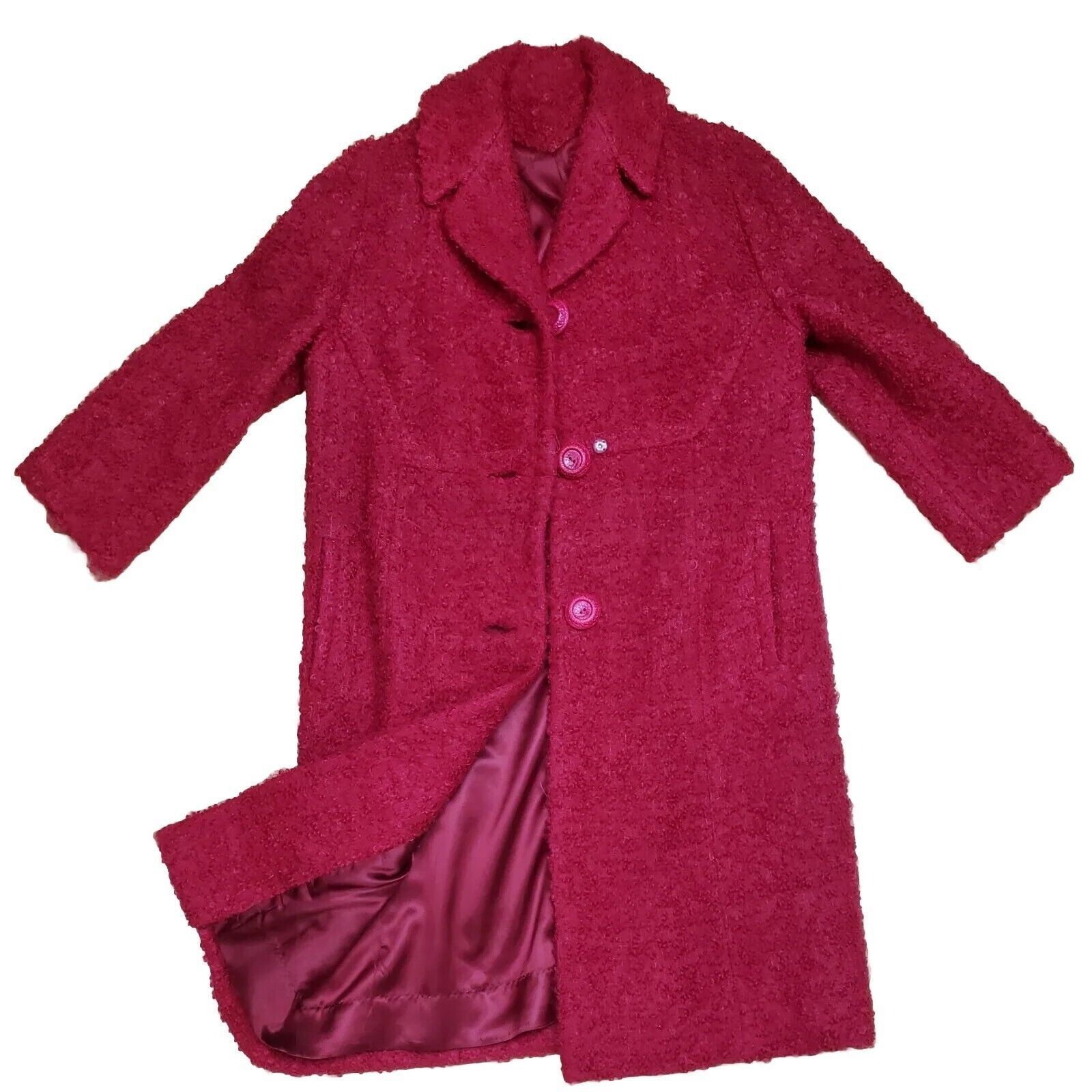 Vintage Vintage Jack Bloom Mohair Wool Boucle Coat Womens S Red Nubb Size S / US 4 / IT 40 - 7 Thumbnail