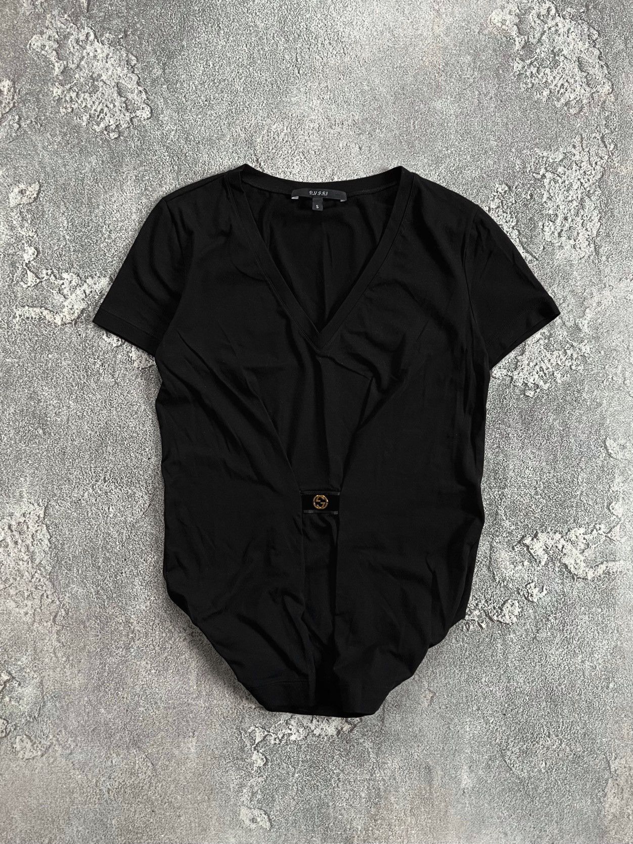 Gucci Gucci Black V-Neck Shirt Short Sleeve Tee Stretch Size S Size S / US 4 / IT 40 - 1 Thumbnail