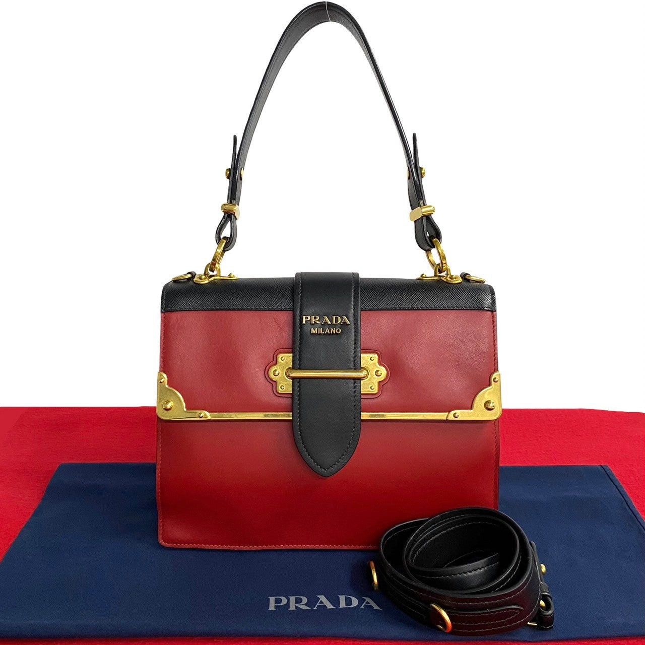 Prada Prada Shoulder Bag Red Leather Size ONE SIZE - 1 Thumbnail