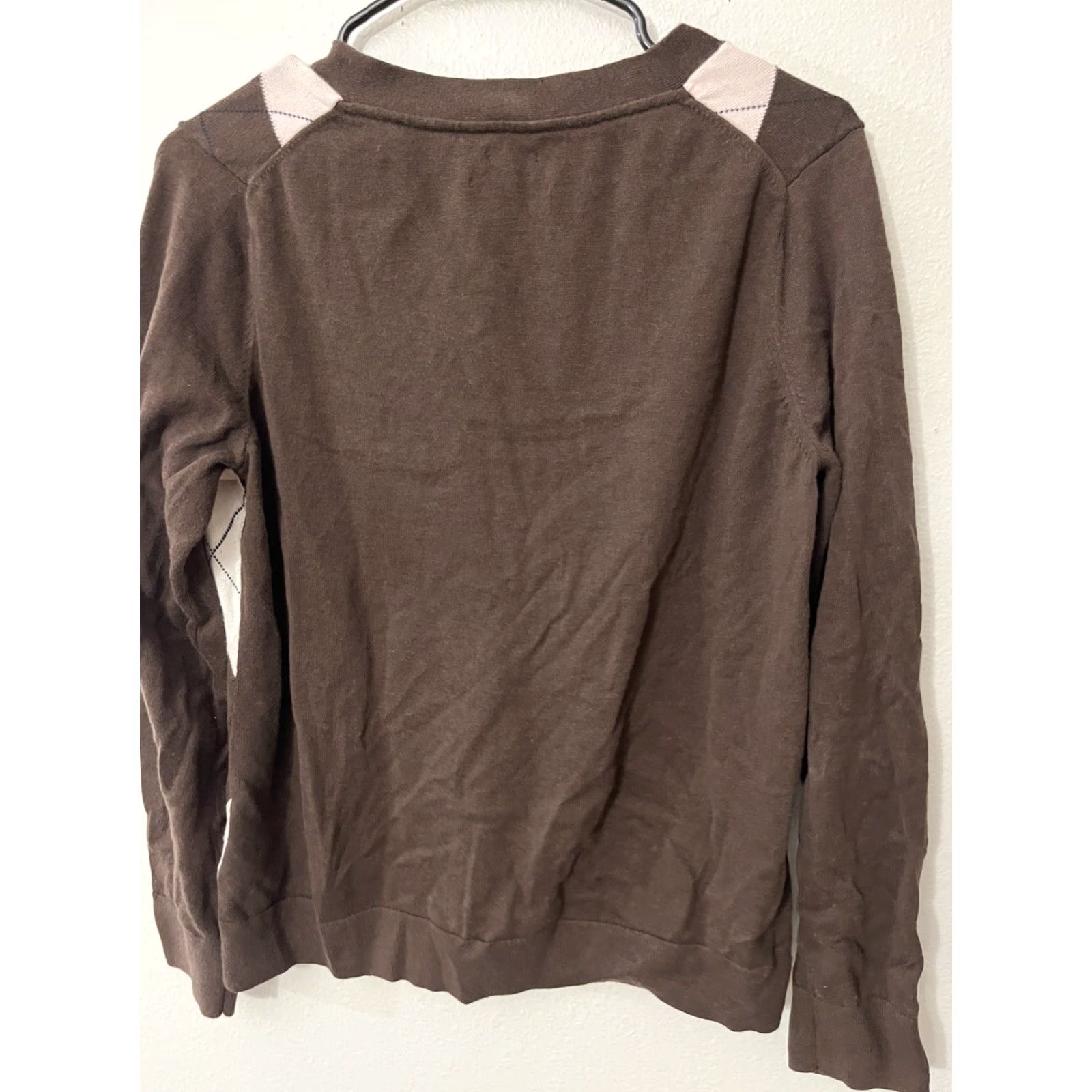 Tommy Hilfiger VINTAGE Tommy Hilfiger Cardigan Brown 100% Pima Cotton Diamond Print Women XL Size XL / US 12-14 / IT 48-50 - 2 Thumbnail