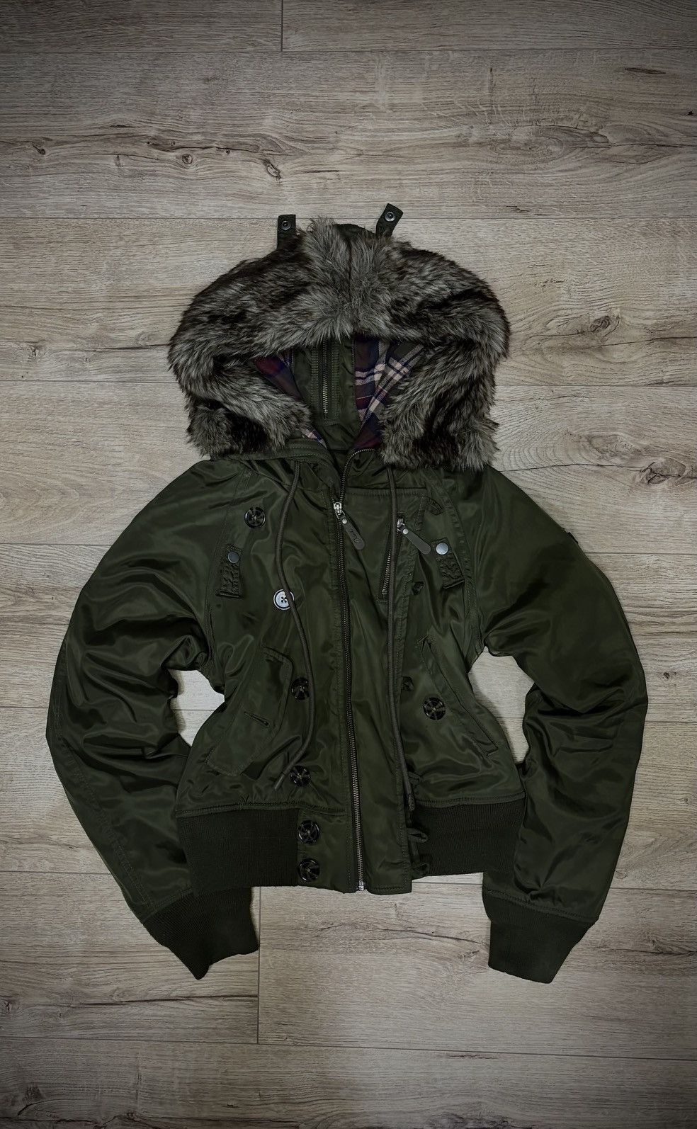 Diesel Diesel Female Bomber Jacket N-2B Trim Green Size S / US 4 / IT 40 - 2 Thumbnail
