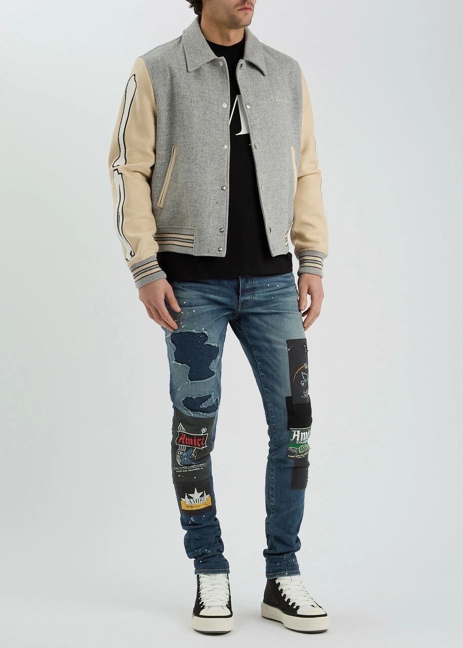 Amiri oc11z0126 Lounge Patch-Appliqué Jeans in Blue Size US 35 - 4 Thumbnail