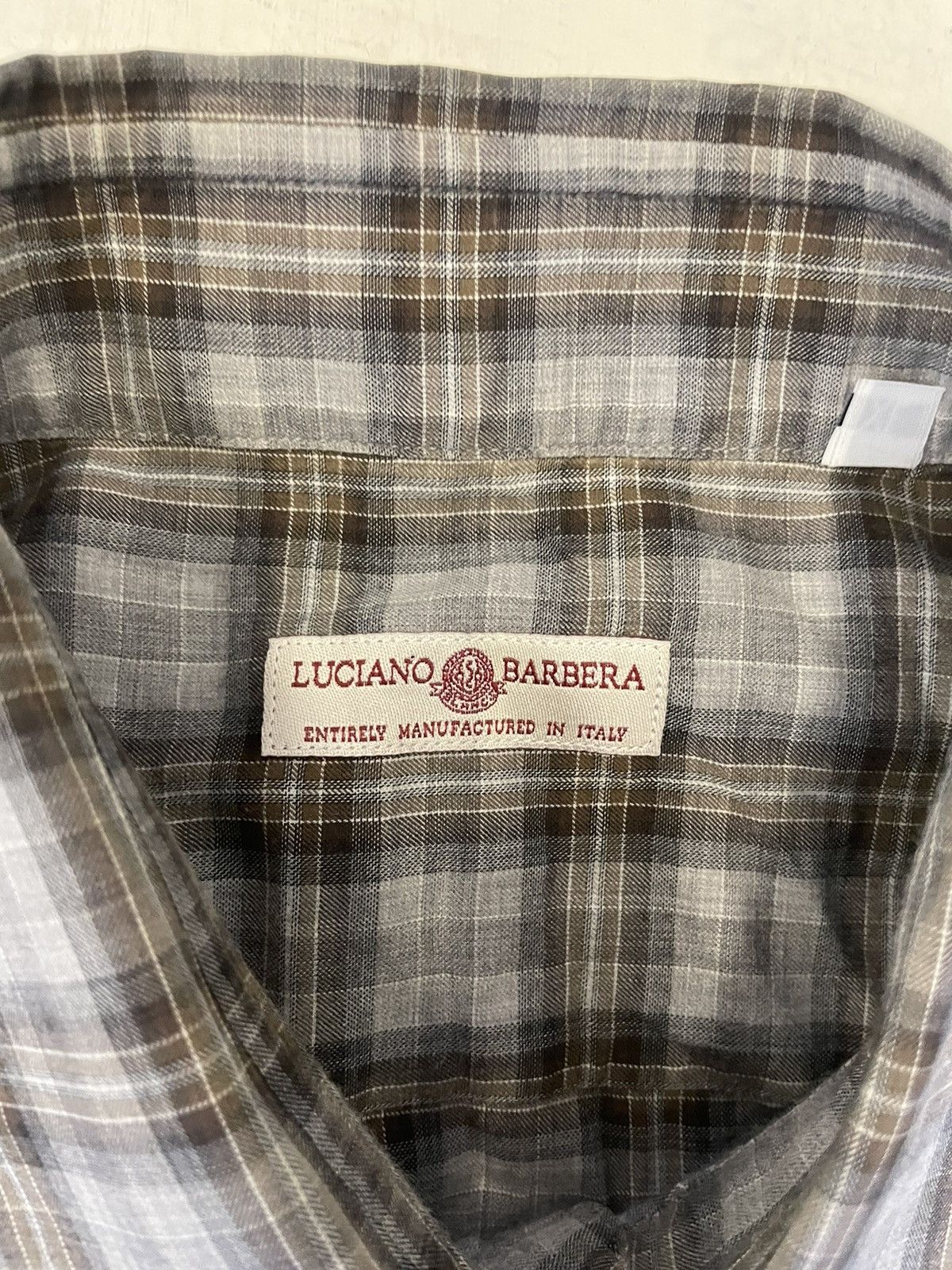 Luciano Barbera Cutaway Collar Check Print Shirt Size US XL / EU 56 / 4 - 3 Thumbnail