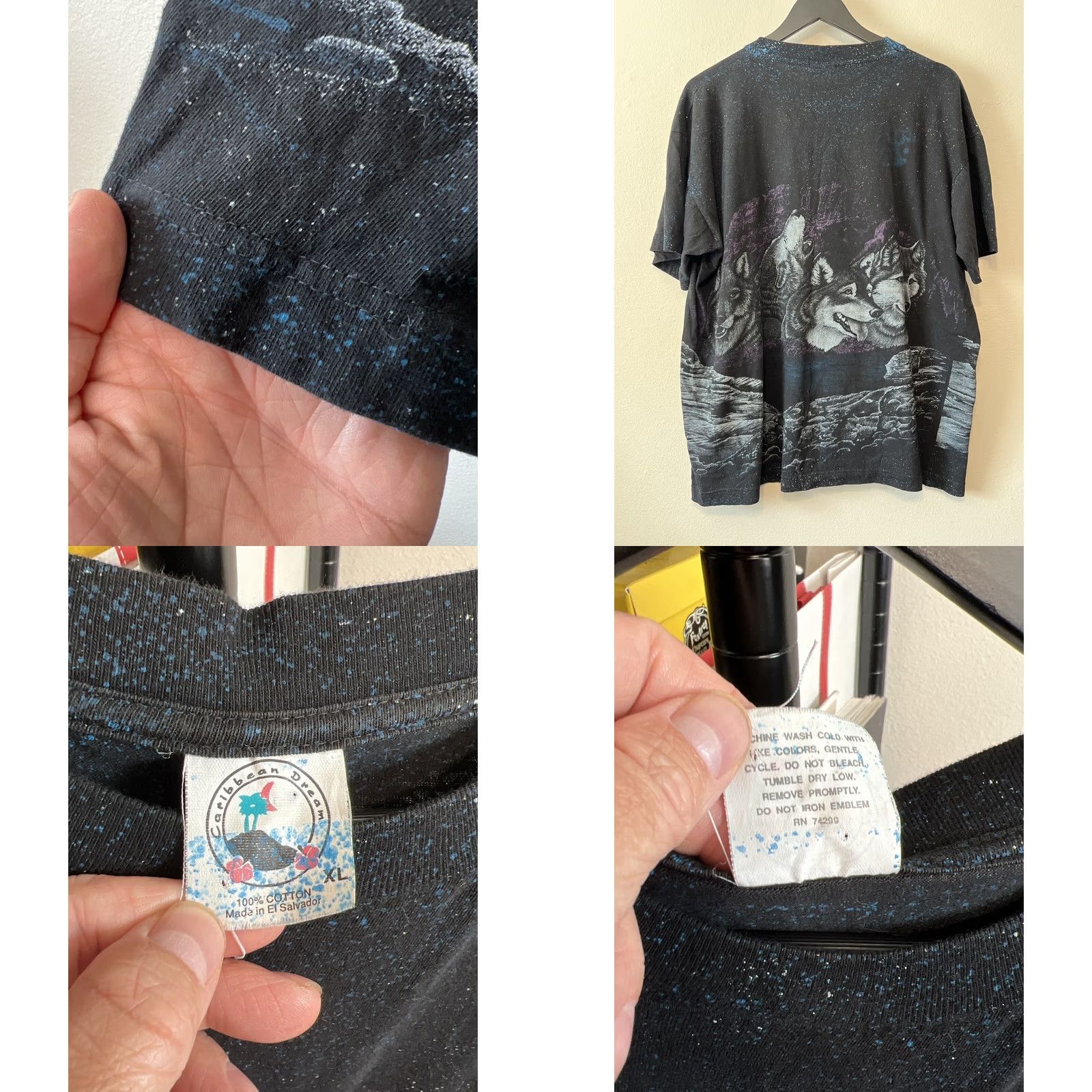 Vintage VINTAGE Wolf Pack All Over Print T Shirt Nature Moon AOP Fade Black XL Caribbean Dream Men T-Shirt Short Sleeve Crew Neck 1990s Graphic Print Size US XL / EU 56 / 4 - 8 Thumbnail
