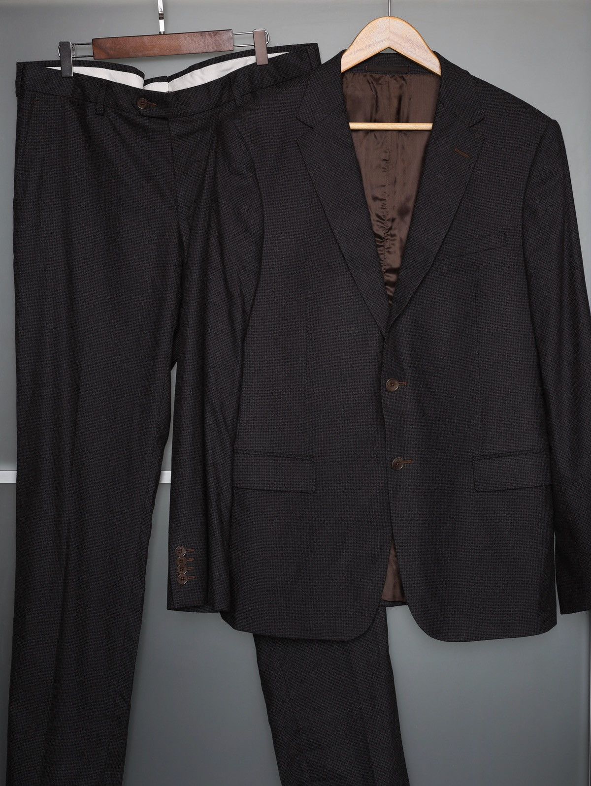 Ermenegildo Zegna Ermenegildo Zegna Brown Abito Suit Wool Cotton Blazer Pants Size 44R - 1 Thumbnail