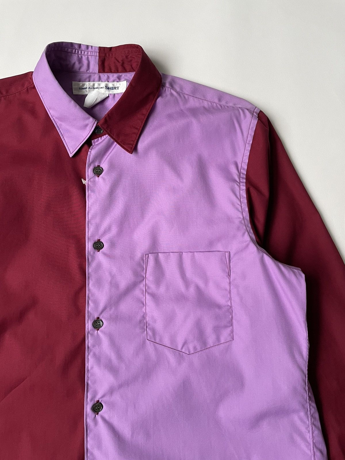 Comme des Garcons Violet + Burgundy Colour Block Shirt Size US M / EU 48-50 / 2 - 2 Thumbnail