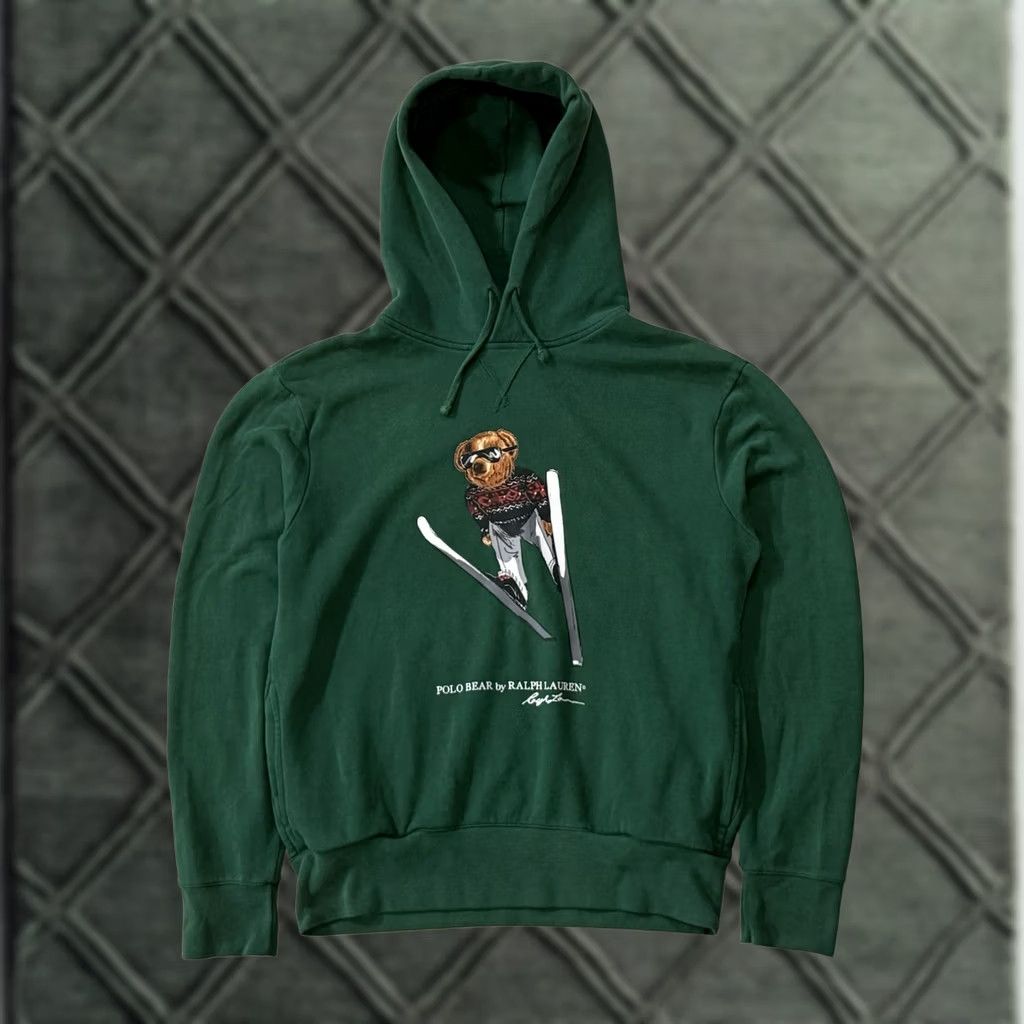 Polo Ralph Lauren Polo Ralph Lauren Hooded Sweatshirt Men’s Skiing Polo Bear Medium Hoodie Green Graphic Print Pullover Size US M / EU 48-50 / 2 - 1 Thumbnail