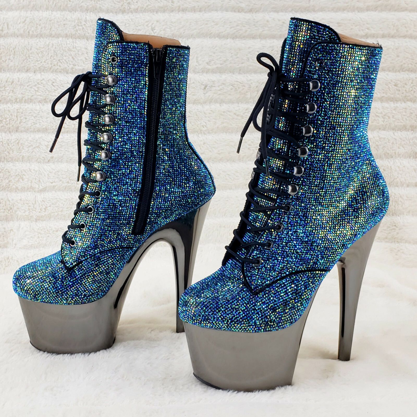Other Bejeweled 1020CHRS Teal Pewter Rhinestone 7" High Heel Platf Size US 9 / IT 39 - 6 Thumbnail