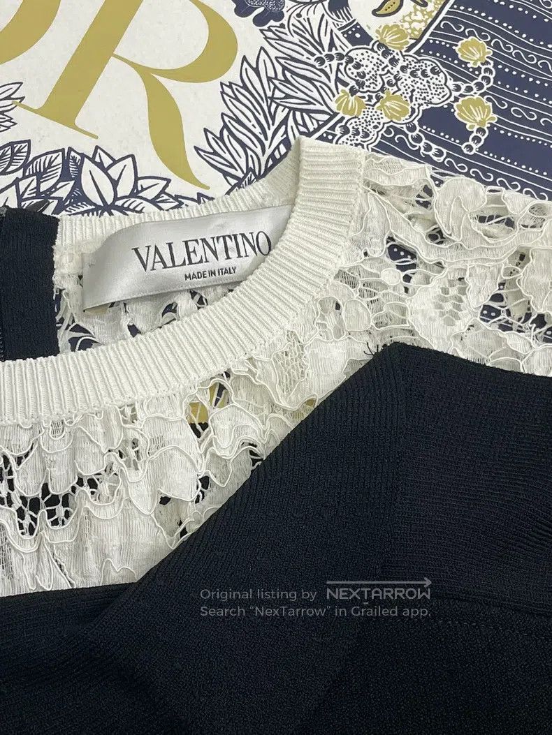 Valentino Valentino White lace patchwork black knitted dress Size S / US 4 / IT 40 - 2 Thumbnail