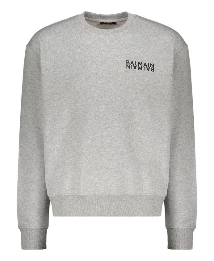 Balmain o1y0426 Logo Crewneck Sweatshirt in Light Gray Size US L / EU 52-54 / 3 - 1 Thumbnail
