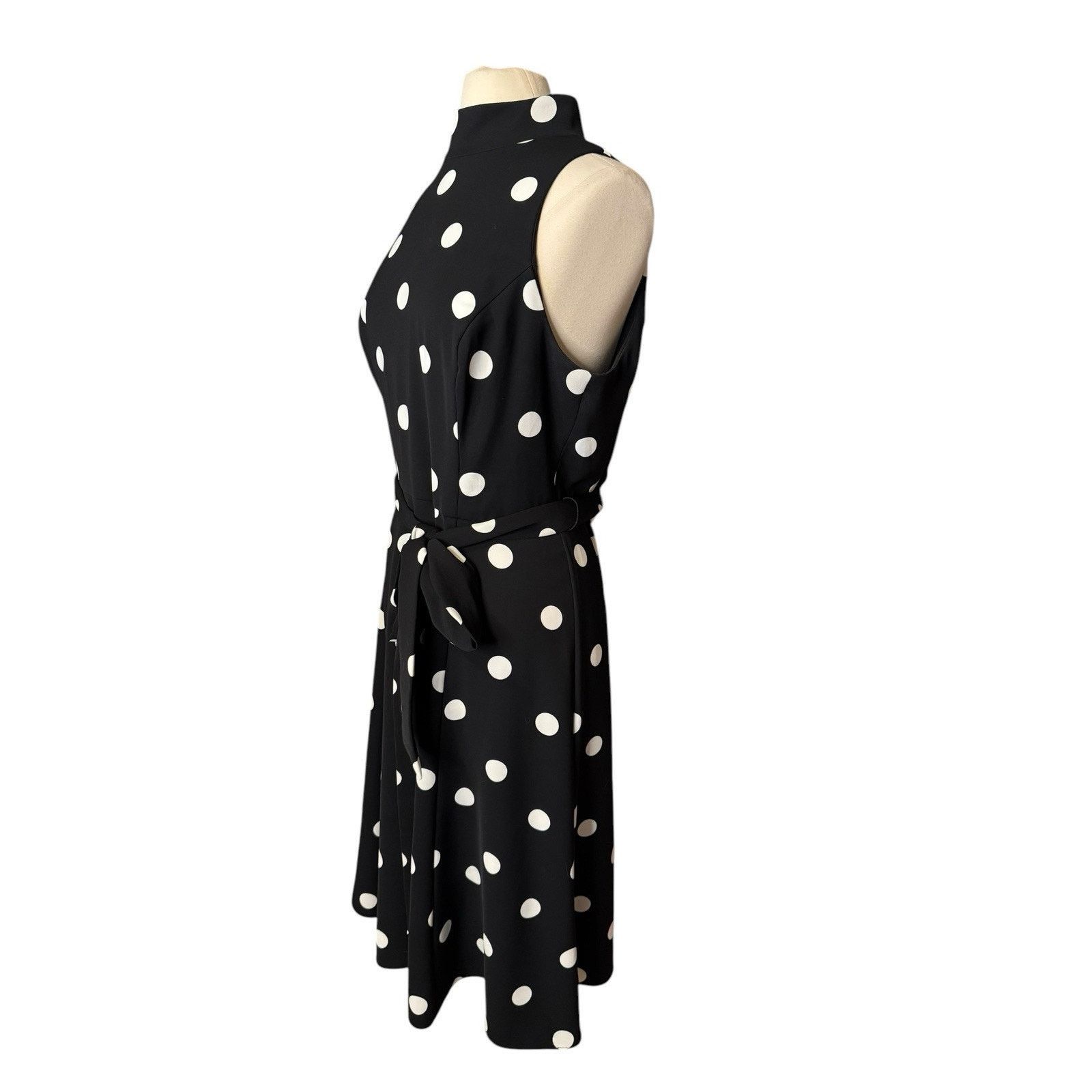 Lauren Ralph Lauren Ralph Lauren Black White Polka Dot Midi Dress Size XXL / US 16-18 / IT 52-54 - 4 Thumbnail