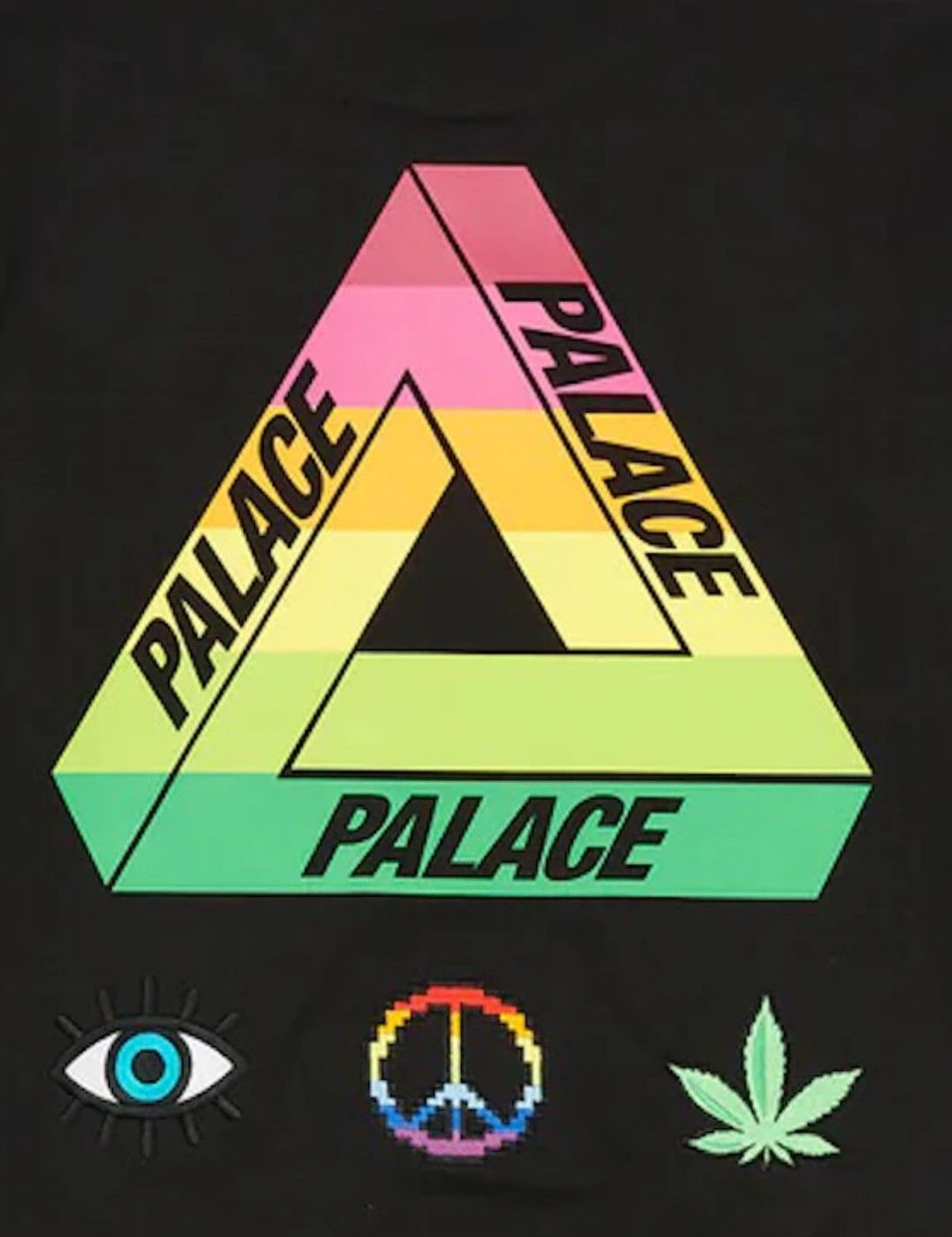 image of Palace Mixed Media Bitmap Crew in Black, Men's (Size 2XL)