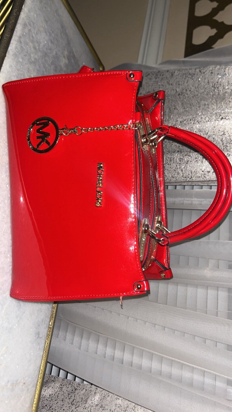 Michael Kors patent leather red Michael Kors satchel shoulder bag Size ONE SIZE - 2 Thumbnail