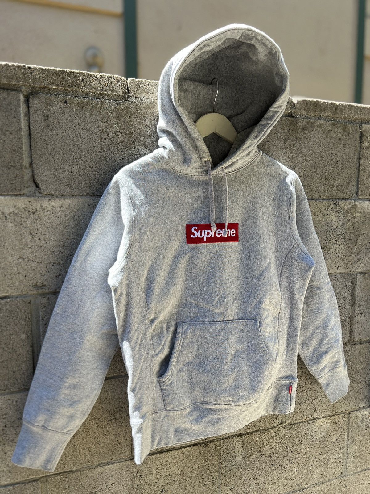 Supreme supreme heather grey box logo hoodie | Grailed