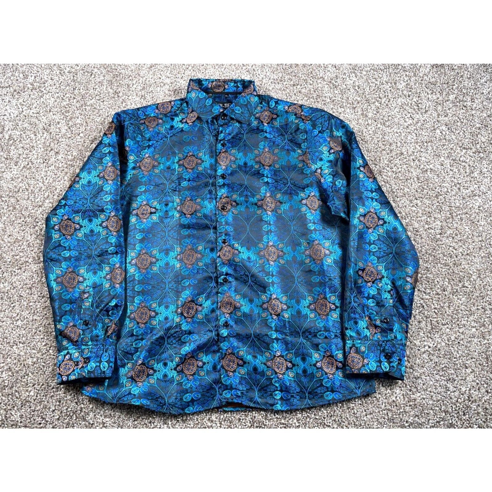 Gloverall Hi-Tie Sh​irt Adult XL Blue Paisley Pattern Bohemian Hippie Retro Casual Button-Up Shirt Mens XL Size US XL / EU 56 / 4 - 2 Thumbnail