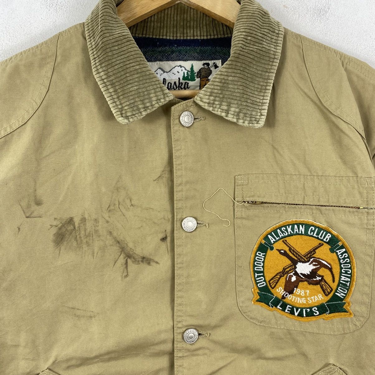 Levi's Vtg 80s Levi's Alaska Outdoor Club Blanket Jacket Khaki M Size US M / EU 48-50 / 2 - 4 Thumbnail