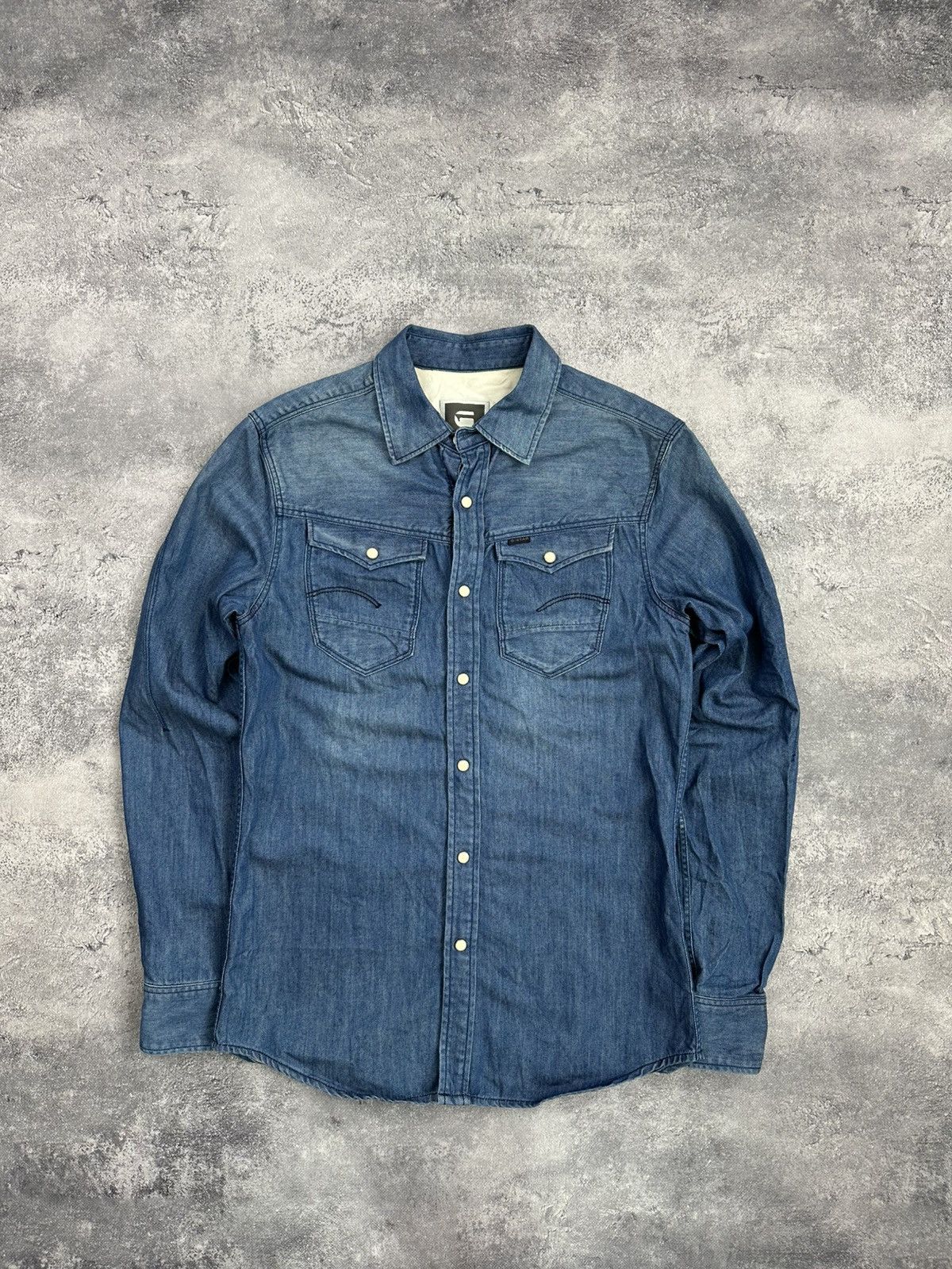 G-Star G-Star Raw Denim Shirt Blue Western Faded Over Shirt y2k Size US S / EU 44-46 / 1 - 1 Thumbnail