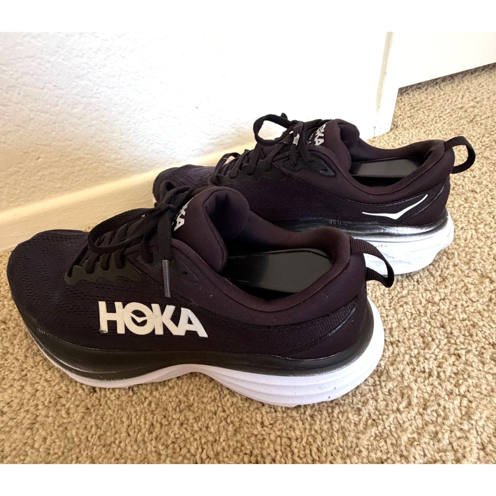 Hoka Hoka Bondi 8 Wide Black White Men's Road Running Sneakers Size US 8 / EU 41 - 6 Thumbnail