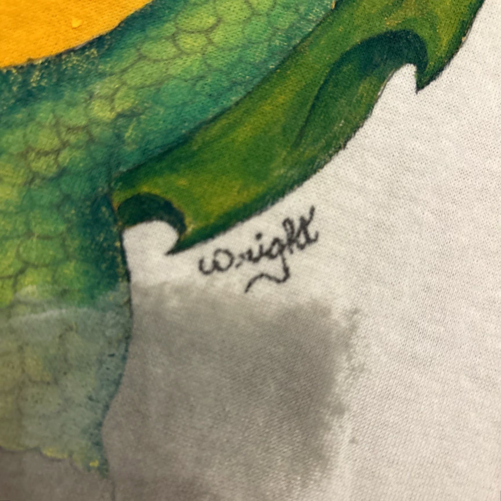 Vintage VINTAGE Dragon Hand Painted T-Shirt Wright David Taylor Size L Men's White Dragon Theme 90s Concert Artwork Shirt Mens Size US L / EU 52-54 / 3 - 3 Thumbnail