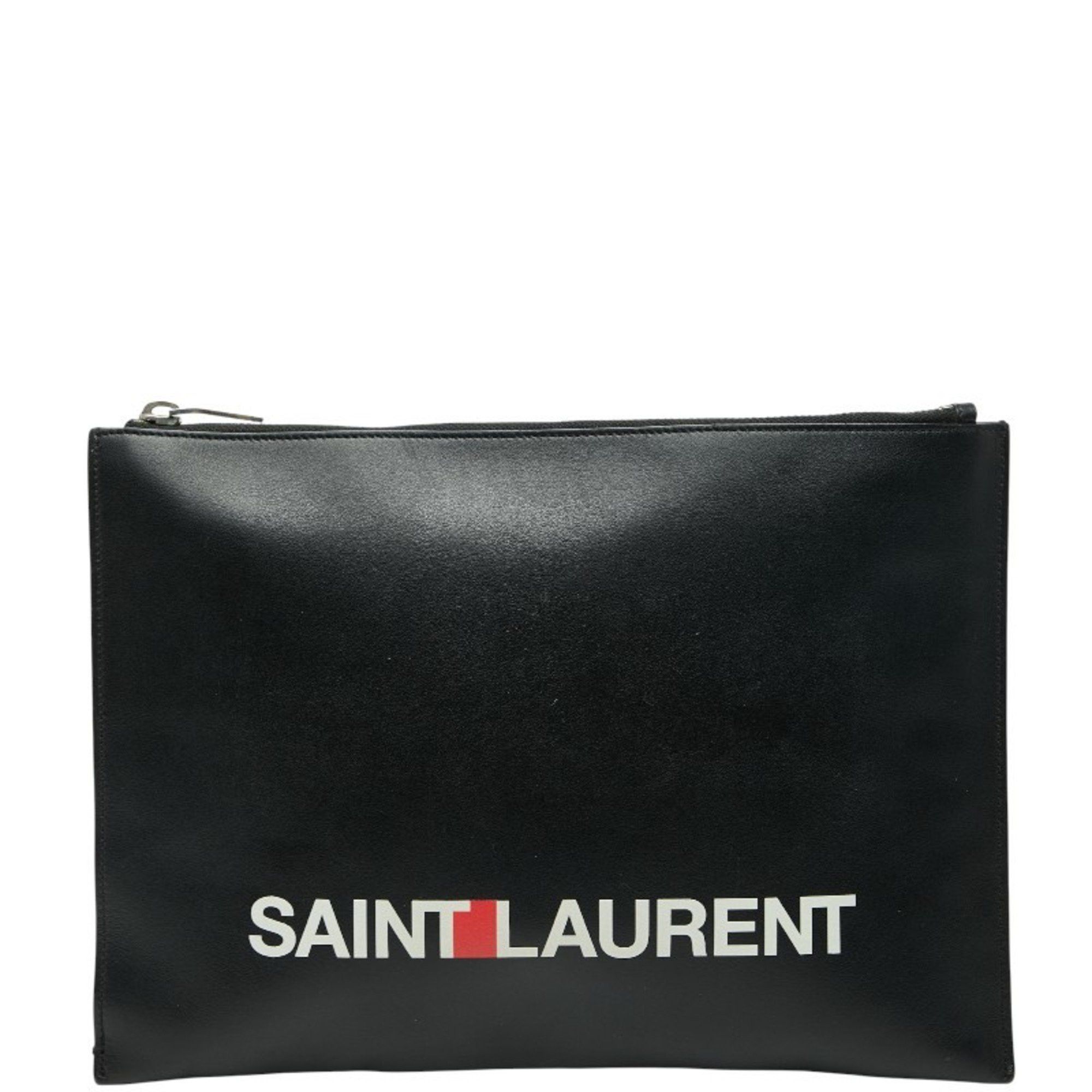 Saint Laurent Paris Saint Laurent logo clutch bag in black and white leather for women. Size ONE SIZE - 1 Thumbnail