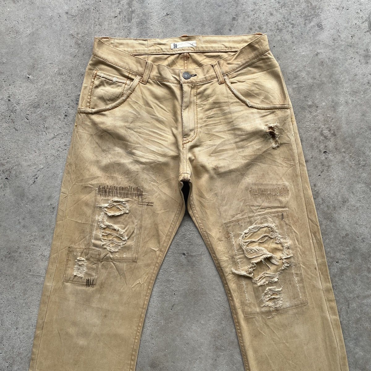 Japanese Brand THRASHED💥 Global Work Japan Vintage Distressed Jeans Pants Size US 32 / EU 48 - 3 Thumbnail