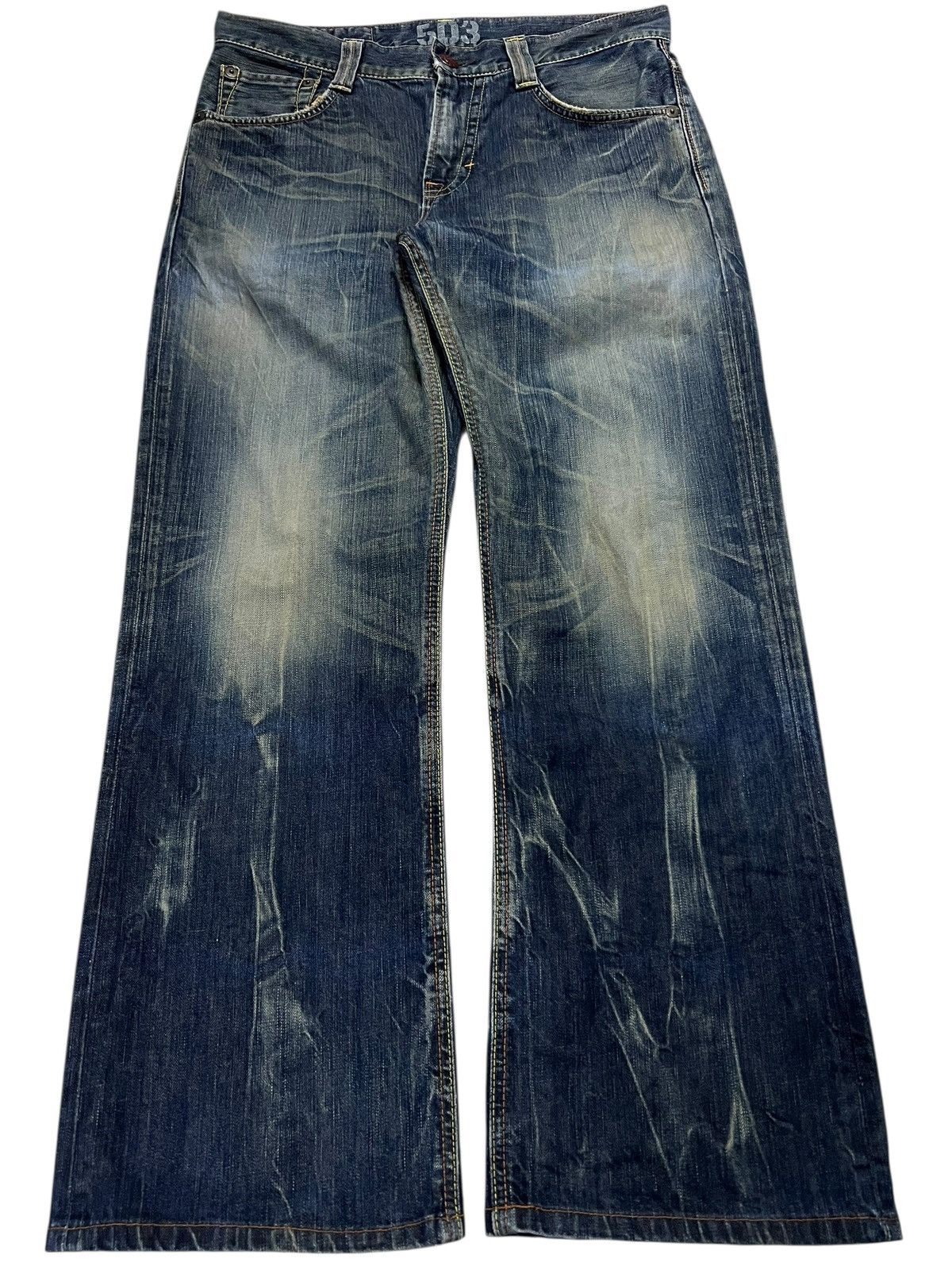 Edwin 💥Flare💥Edwin 503 Blue Trip Claw Mud Wash Jeans Size US 33 - 1 Thumbnail