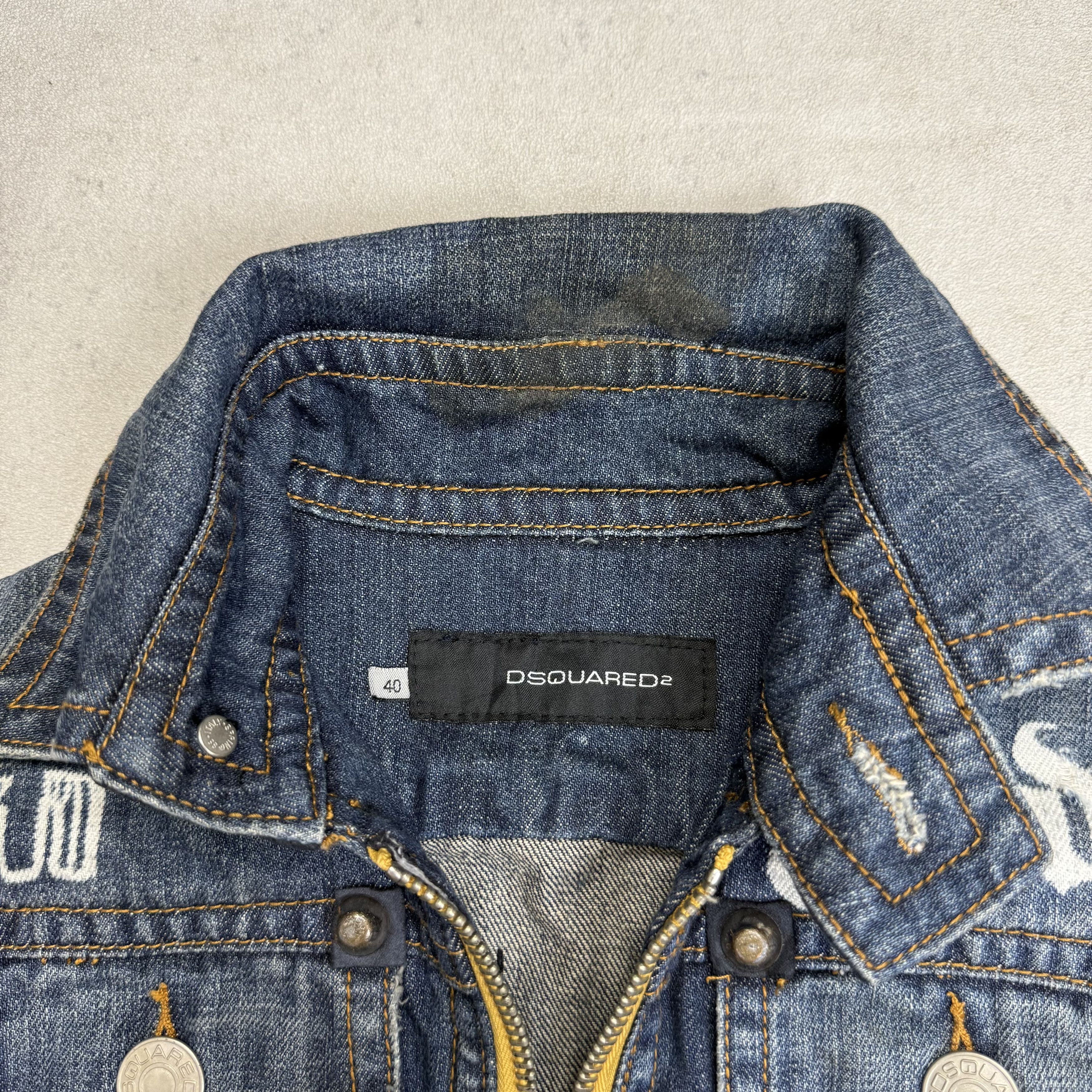 Dsquared2 Dsquared2 FW2005 Jesus Lord Peace Cropped Denim Jacket Size S / US 4 / IT 40 - 10 Thumbnail
