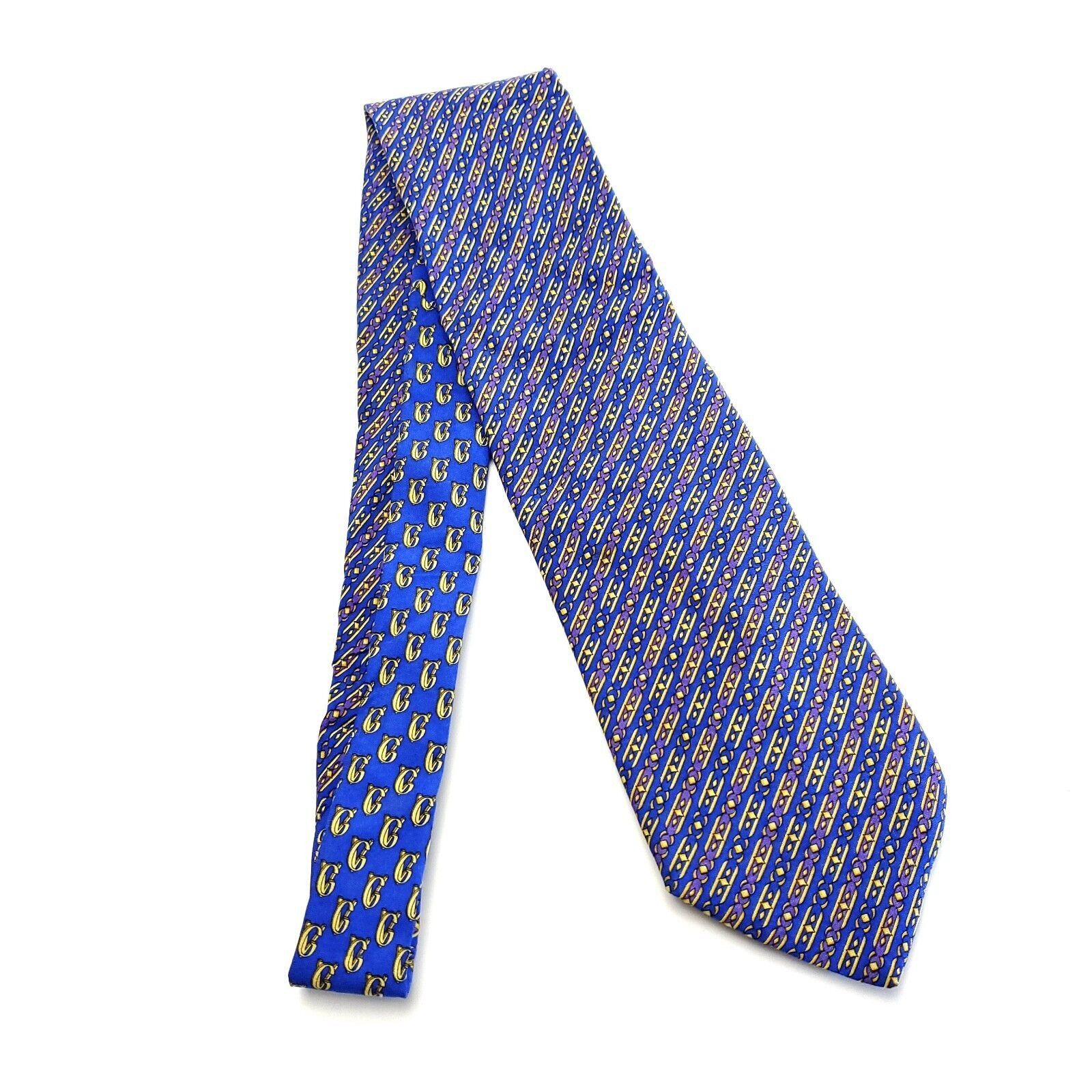Versace Gianni Versace Blue Print Geometric Short Silk Tie Size ONE SIZE - 6 Thumbnail