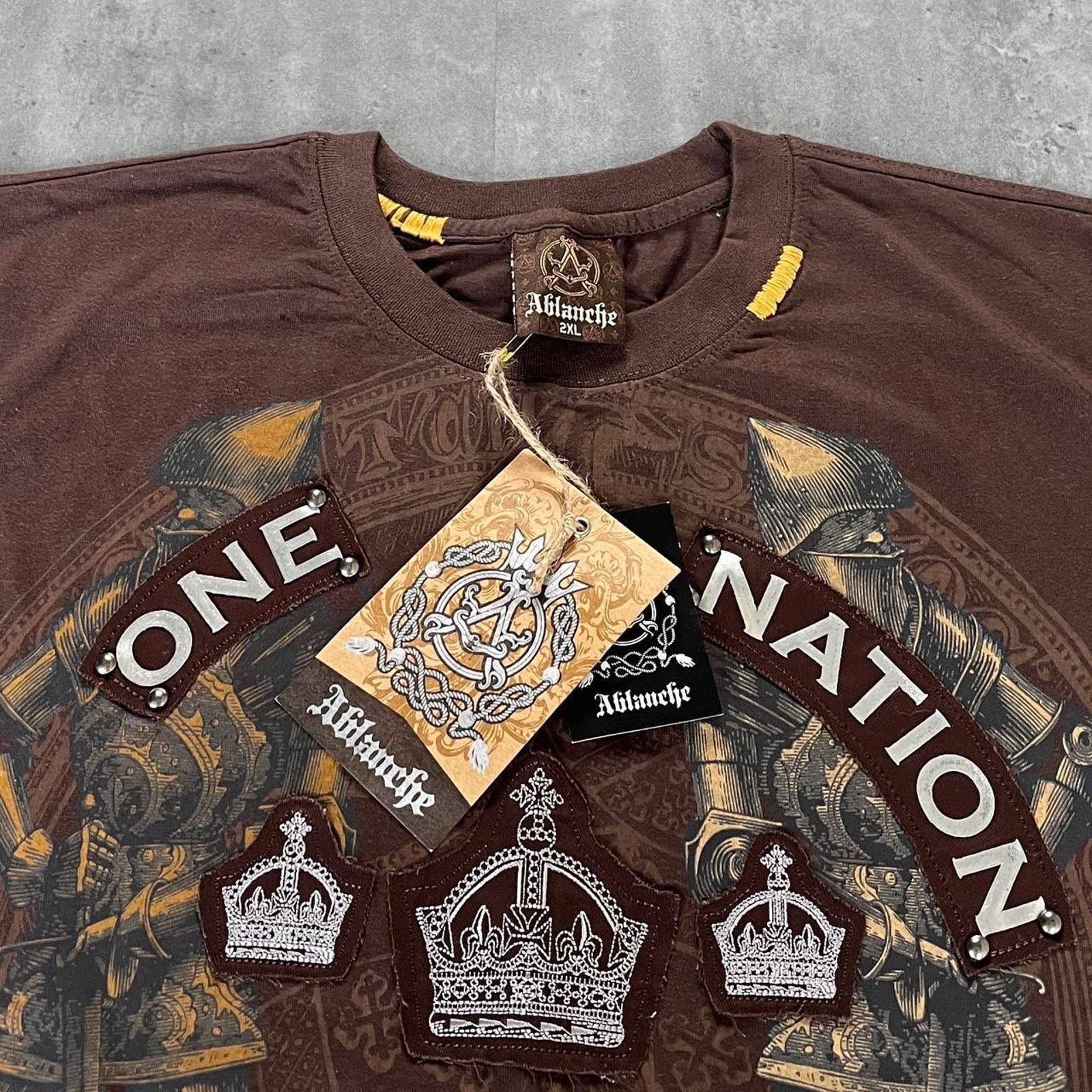 Affliction × JNCO × Japanese Brand Crazy Y2K Affliction Style Unique Brown Graphic Grunge Shirt Size US XXL / EU 58 / 5 - 3 Thumbnail
