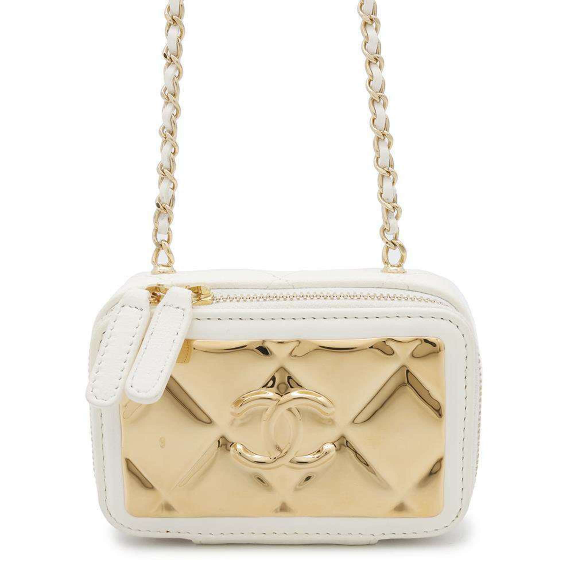 Chanel Chain Shoulder Bag Matelasse Coco Mark Lambskin Metal Ap2393 Chanel White, Women's