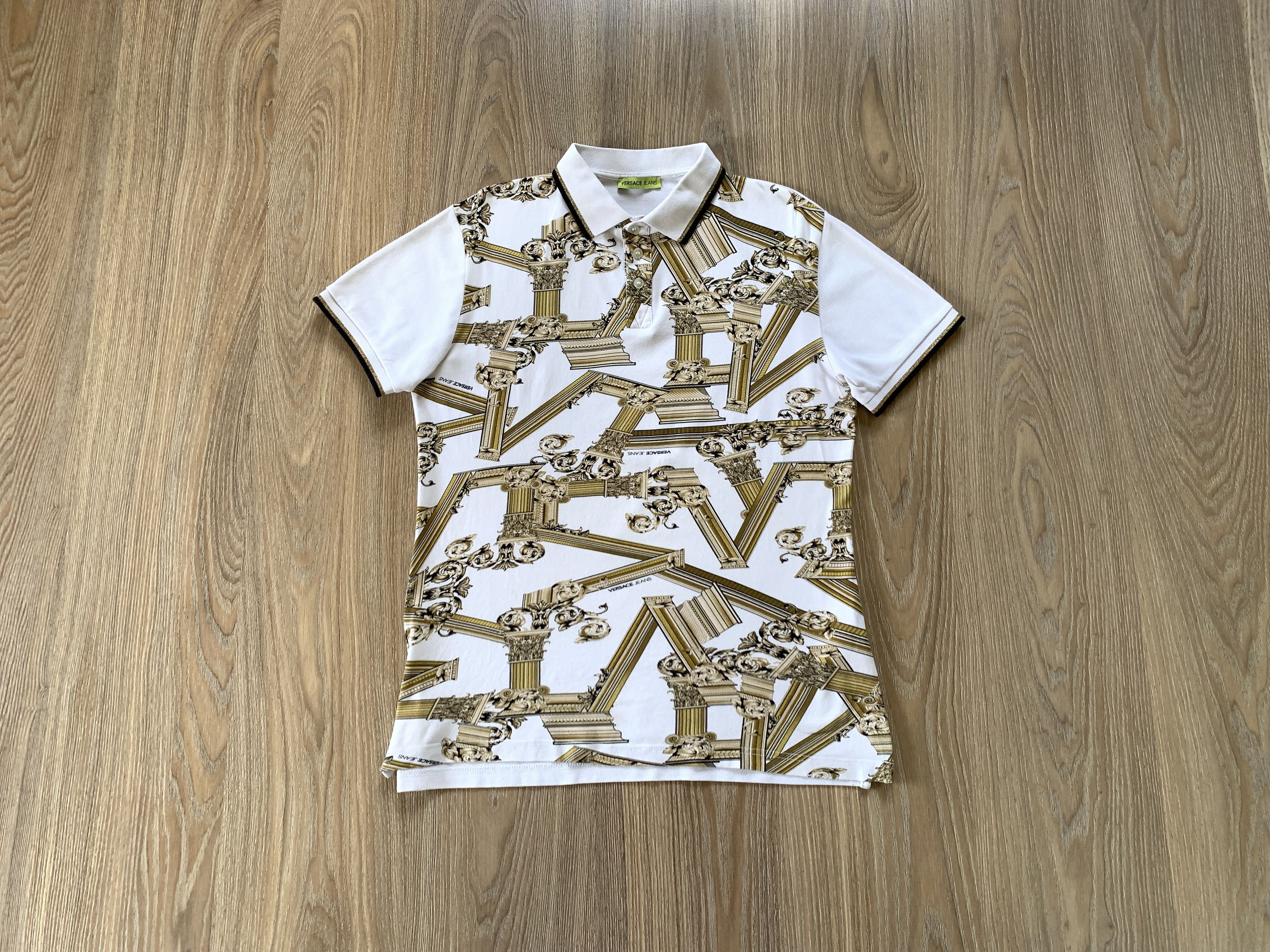 Versace Jeans Couture Versace White Cotton Printed Polo T-Shirt Size US S / EU 44-46 / 1 - 11 Thumbnail