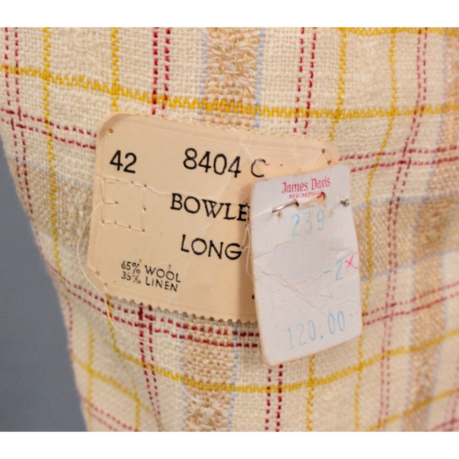 Vintage VINTAGE James Davis Blazer Shirt 70s Mens Wool Linen Beige Yellow Plaid Size 42 1970s 70s Blazer Mens Size 42R - 5 Thumbnail