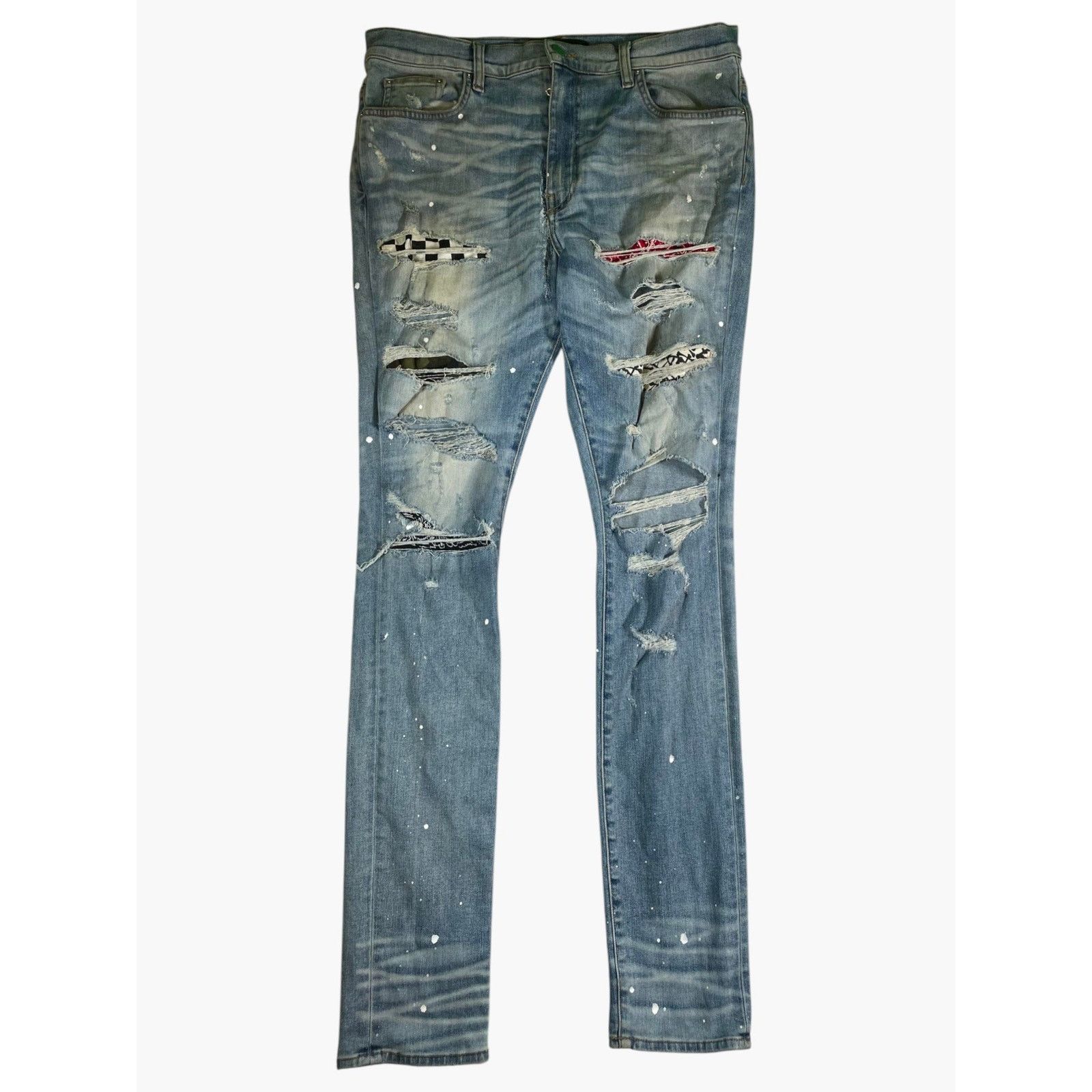 Amiri Amiri Multi Motif Thrasher Patch Light Wash Jeans Size US 36 / EU 52 - 1 Thumbnail