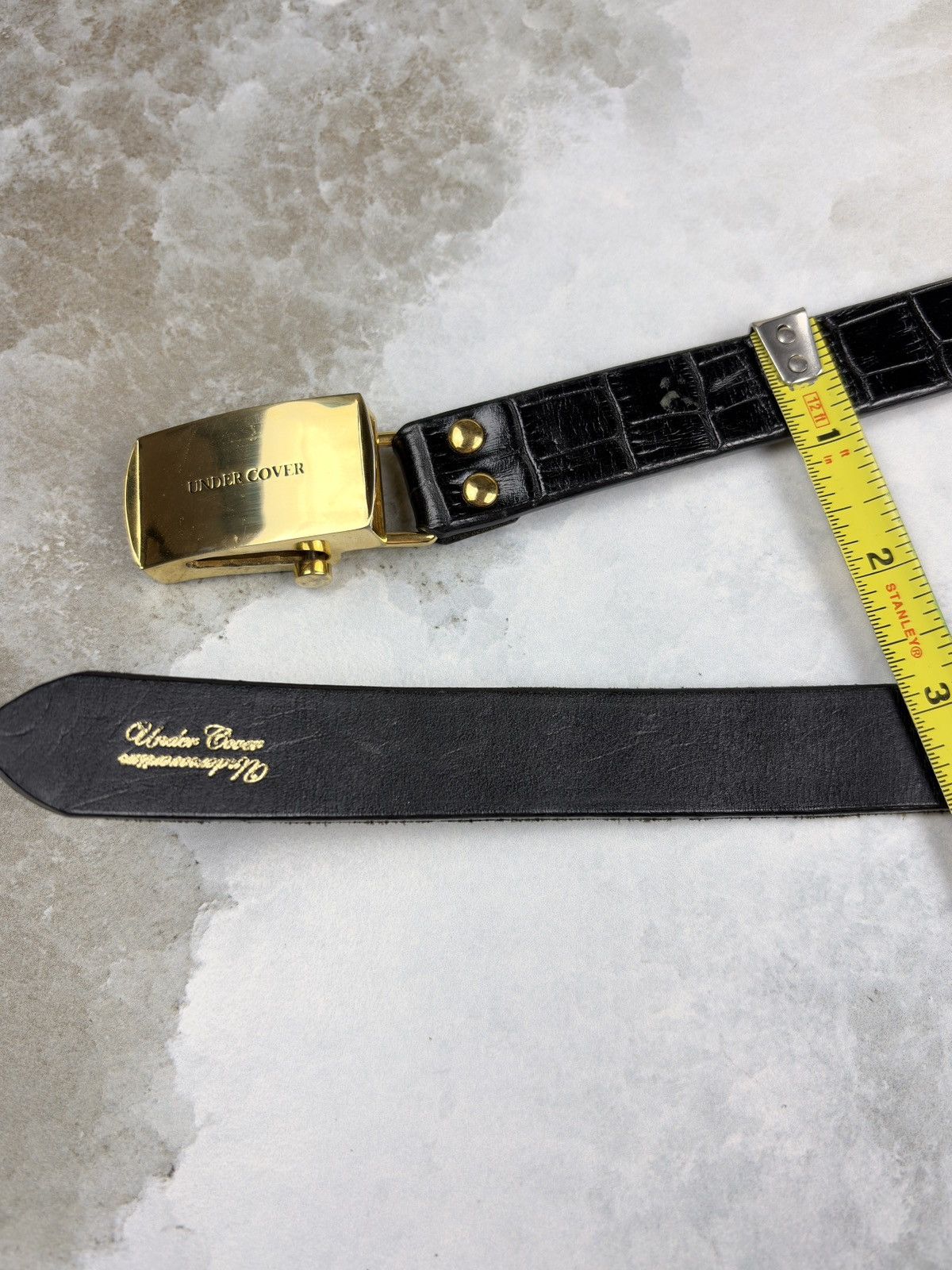Undercover Undercover Gold Buckle Reptile Croc Embossed Leather Belt Size ONE SIZE - 3 Thumbnail