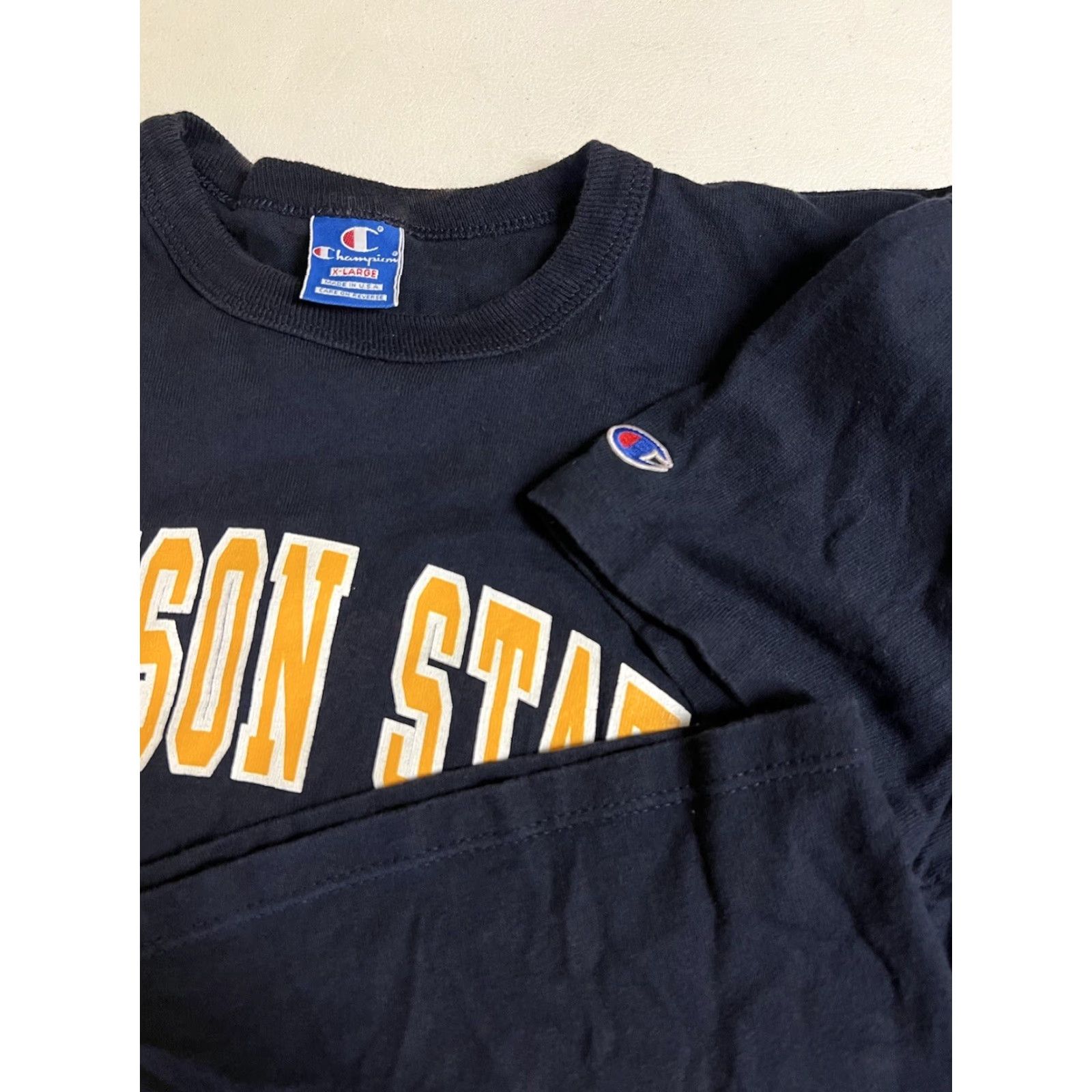 Champion VINTAGE Champion Johnson State College Blue T-shirt 80s Crew Neck Short Sleeve Men XL, Solid Cotton, Single Stitch, As Is, 80s Size US XL / EU 56 / 4 - 3 Thumbnail