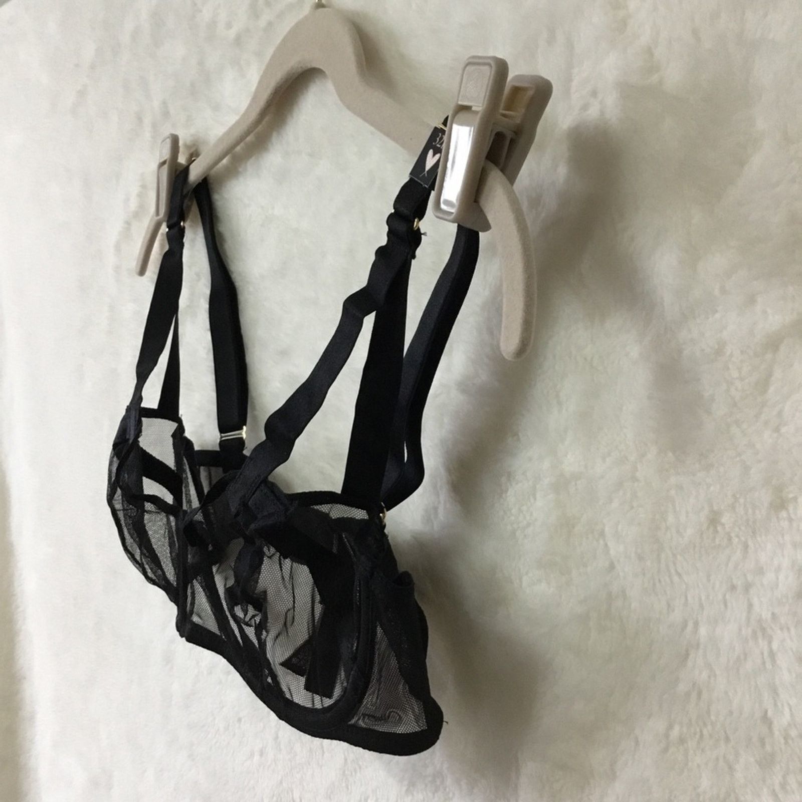 Victoria's Secret Victoria Secret Black Unlined Mesh Balconette Bra Size ONE SIZE - 4 Thumbnail