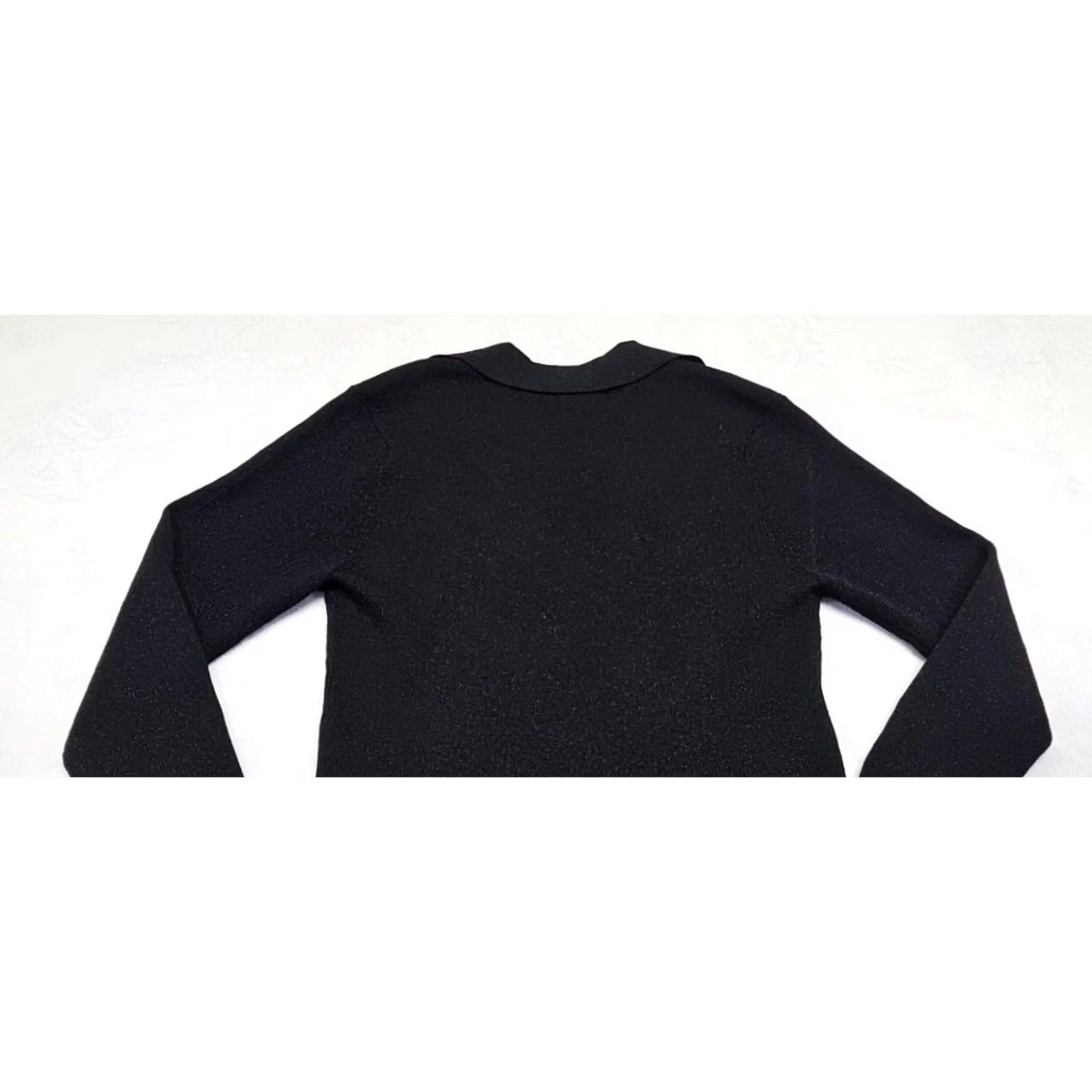 Calvin Klein Calvin Klein Black Metallic Knit Sweater Top Collared Long Sleeve Textured NWT Women L Black Shimmer Petite? Size L / US 10 / IT 46 - 7 Thumbnail