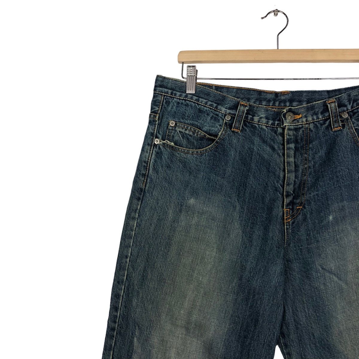 Japanese Brand 🔥Addnine Genuine Garment Denim Jeans Cross Big Logo Pocket Size US 35 - 8 Thumbnail